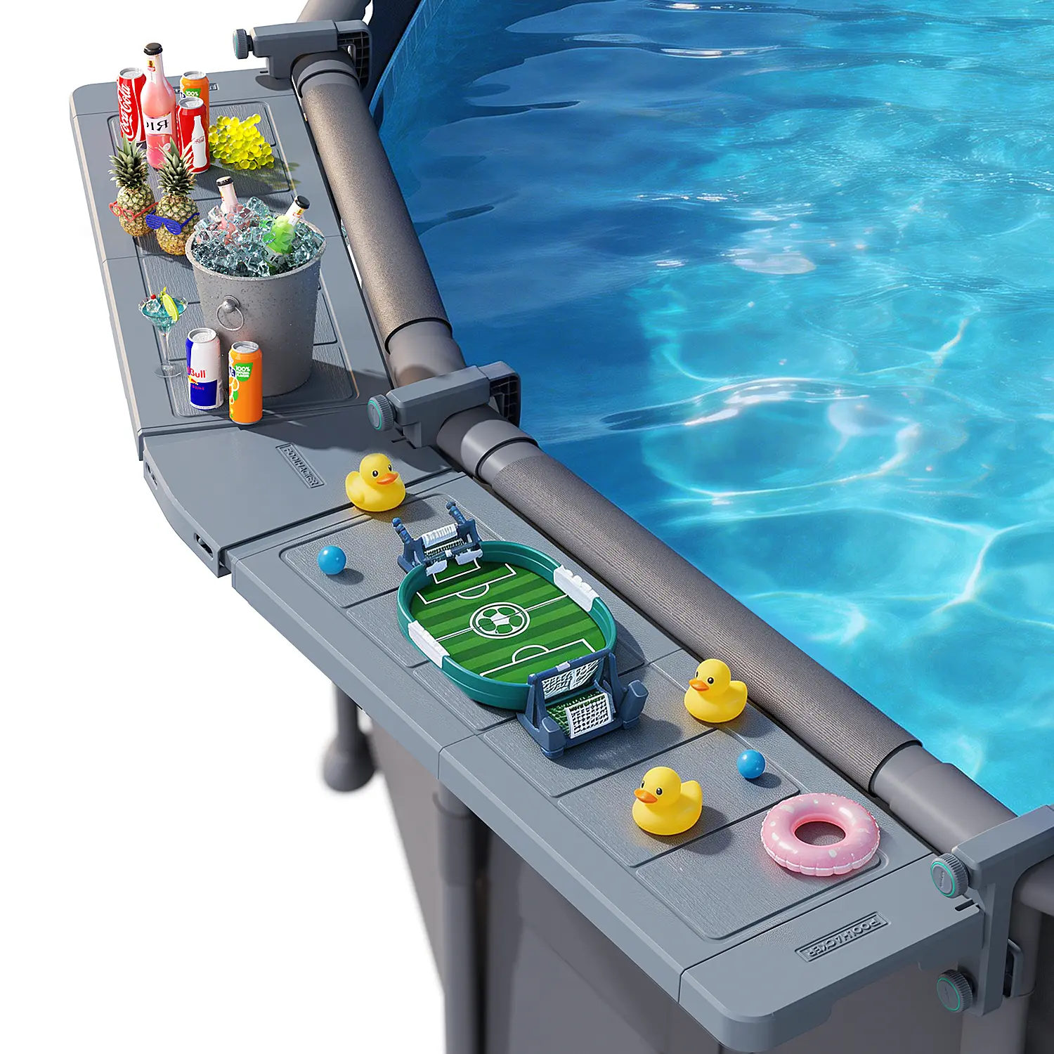 Poolside Swim-Up Bar – Foldable Above-Ground Pool Table for Round & Oval Pools, Weather-Resistant Design