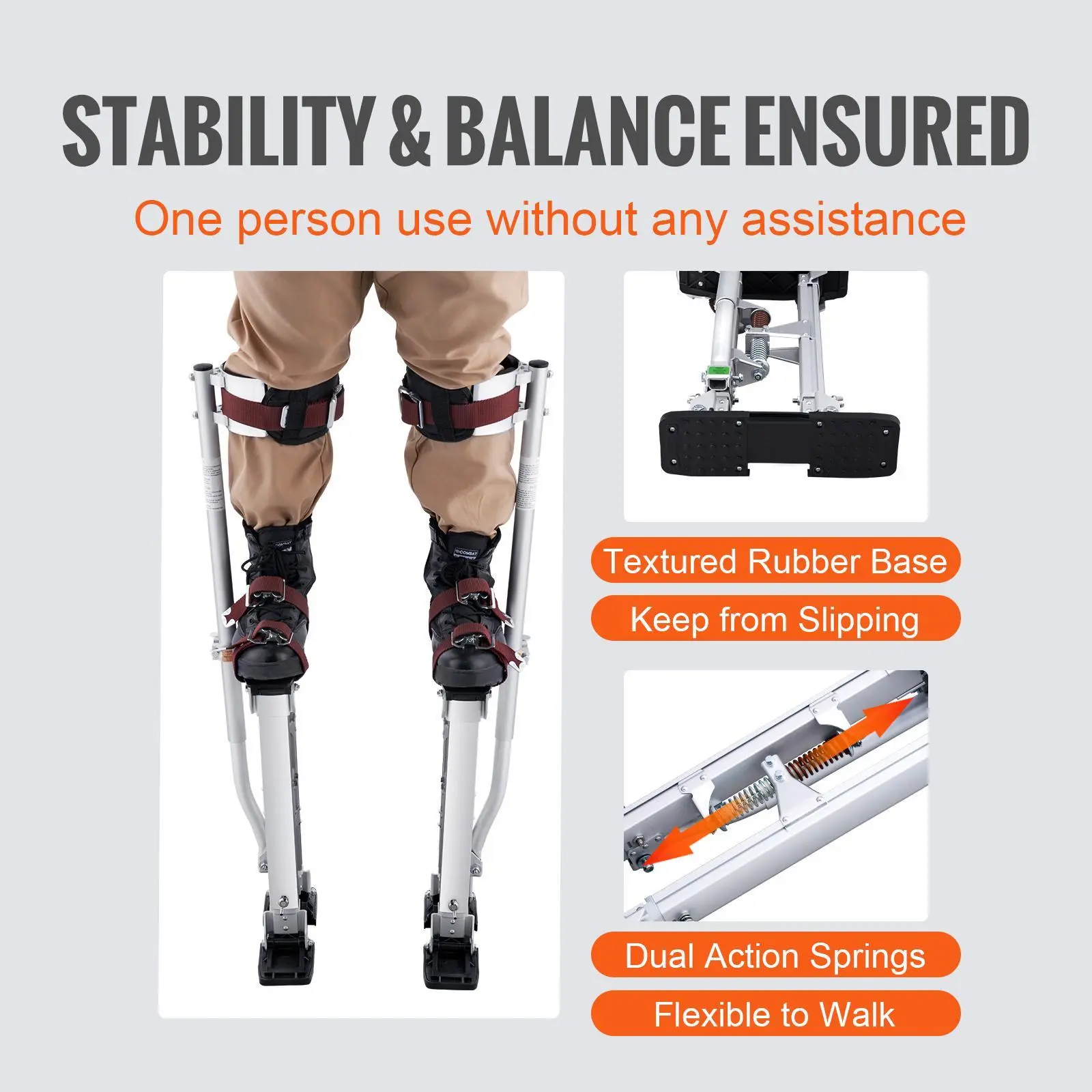 Drywall Stilts, Adjustable Aluminum Tool Stilts with Protective Knee Pads, Durable and Non-slip Work Stilts for Sheetrock Painting, Walking, Taping