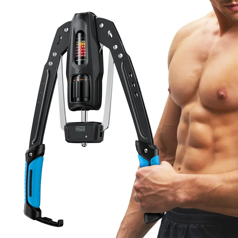 Hydraulic Arm Trainer – Adjustable 22–440 lbs Resistance, Foldable Upper Body Strength Machine with Counter for Home Workout