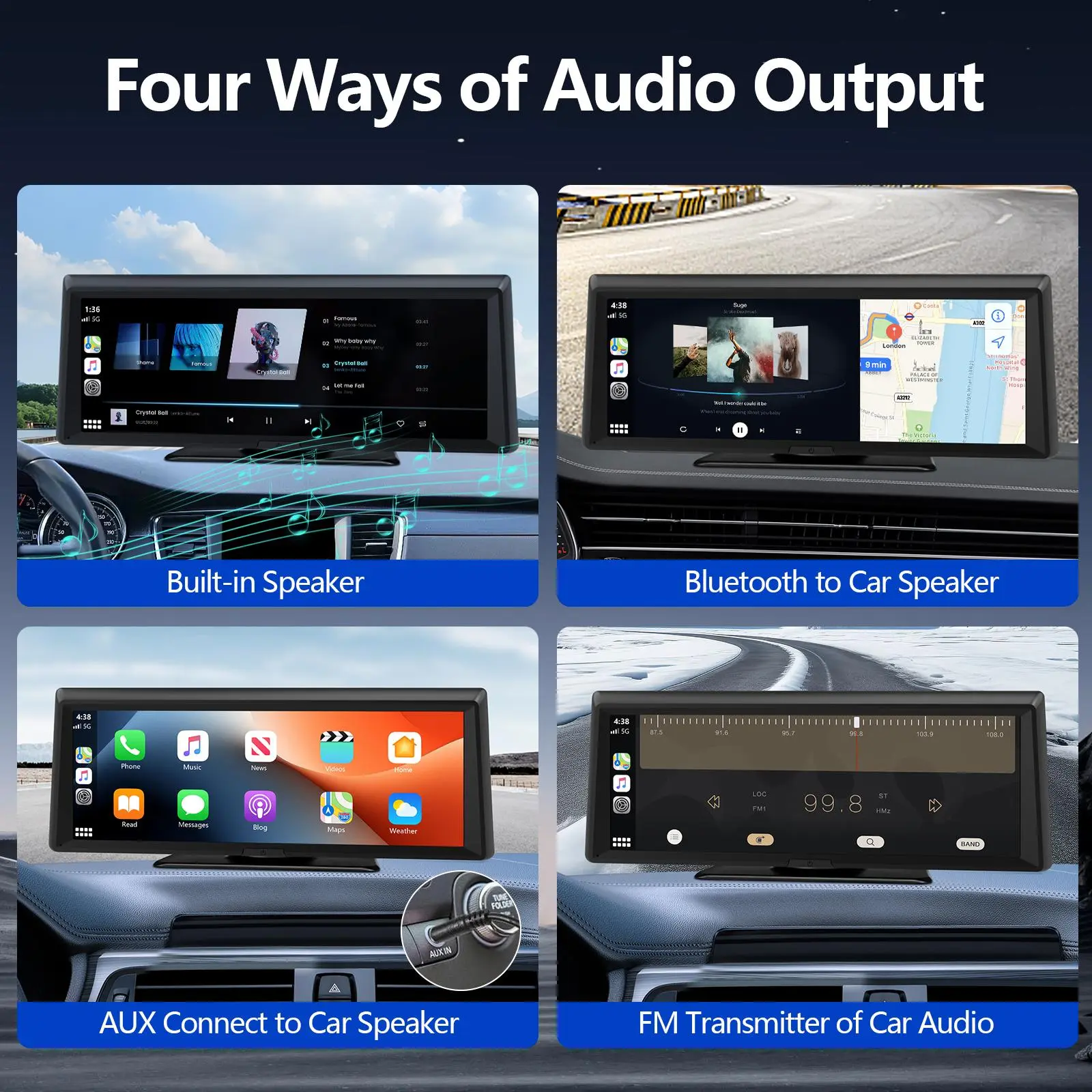 2026 Dash Cam with 8.14'' Wireless CarPlay Touchscreen – 2K Front & 1080P Rear Camera, Android Auto, GPS & Bluetooth
