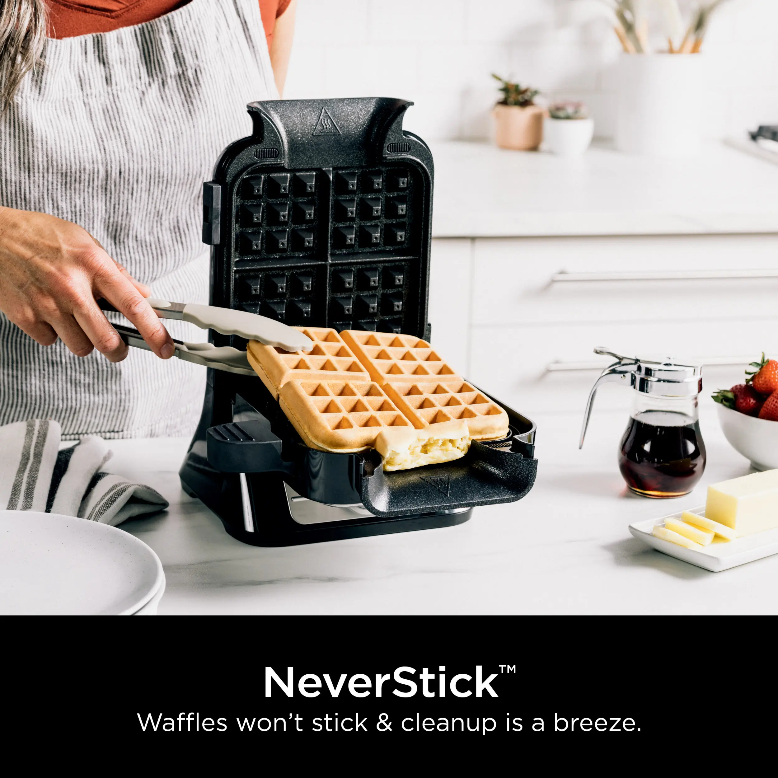 Waffle Maker – NeverStick Nonstick Plates for Thick, Fluffy Waffles with Easy Cleanup