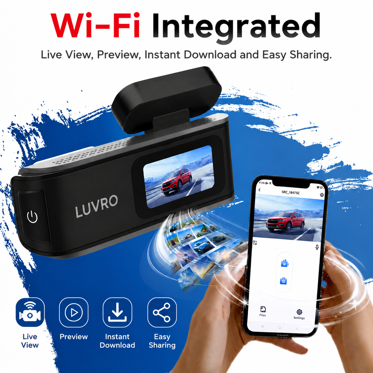 4K dash cam with WiFi and rear camera
