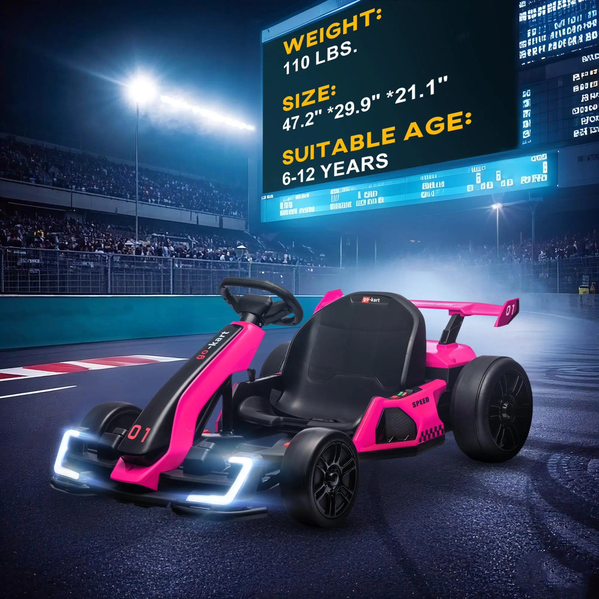 24V Electric Go-Kart – Kids Drifting Ride-On Car with Music, Horn & Speeds up to 8.1 MPH