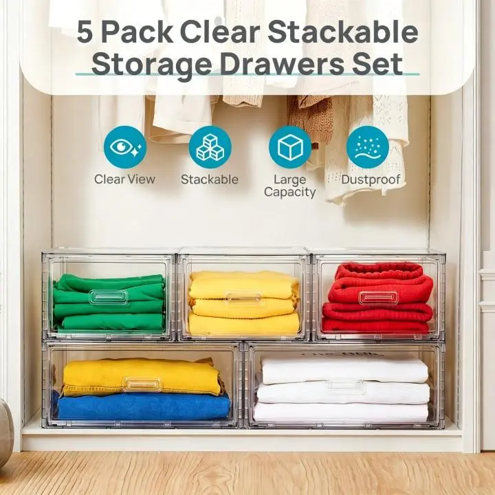Underbed Storage Drawers – Clear Stackable Dust-Proof Bins for Shoes, Clothes, Bedding & Seasonal Storage