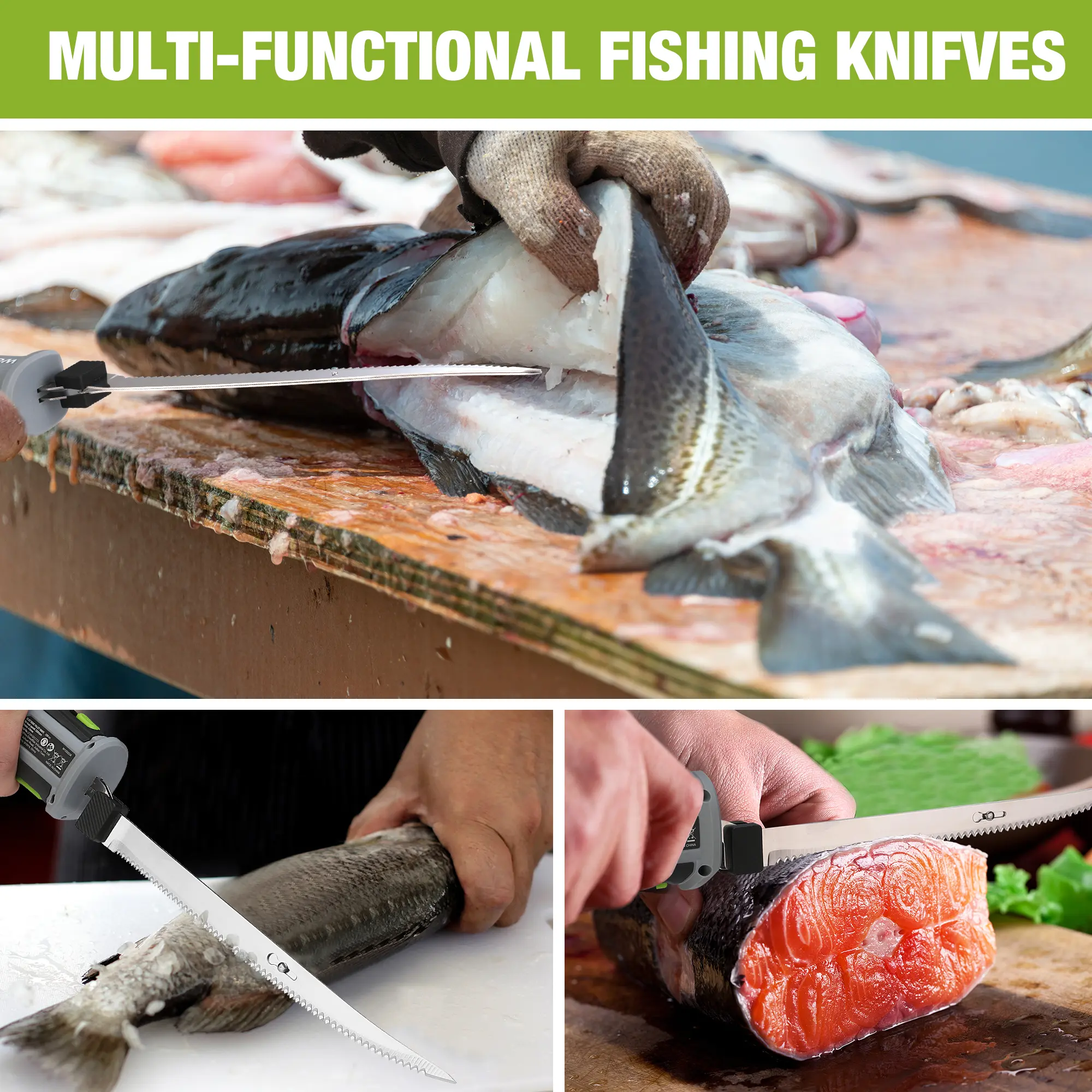 12V Cordless Electric Fillet Knife with 8"& 10"Razor-Sharp Blades, Cordless Fillet Knife with Non-slip Grip Handle and Safety Lock, 2 Rechargeable Battery Packs, 1 Quick Battery Charger, and 1 Storage Carry Case for Fishing