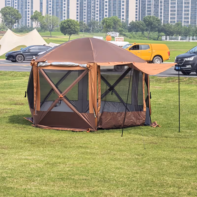 Hexagonal Tent Large Canopy Quick-Opening Automatic Sunshade Tent Beach Yurt Camping Outdoor Large Tent