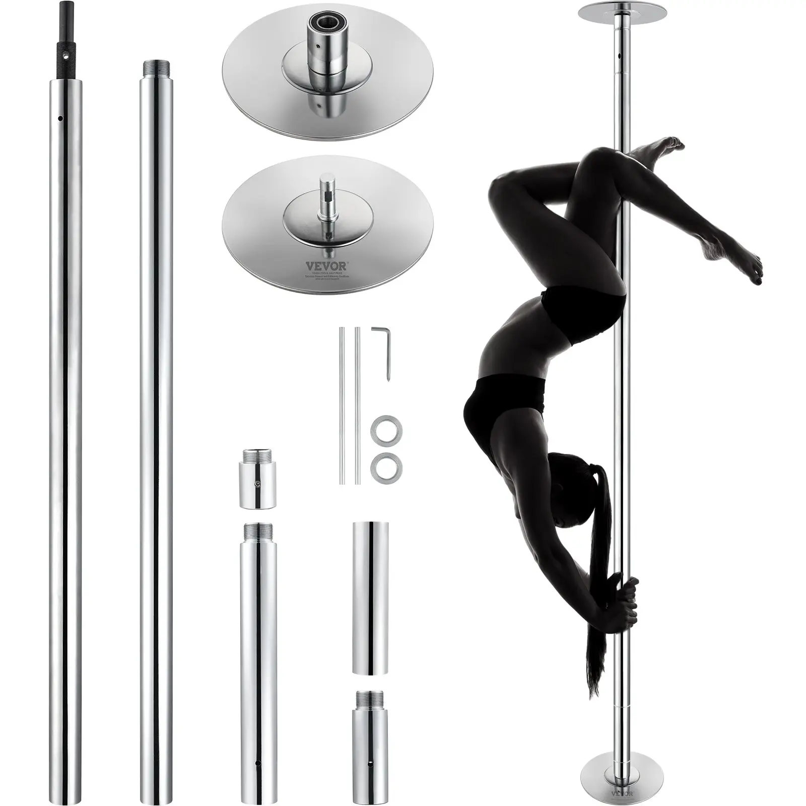 【fathersdaygift】Professional Dancing Pole Spinning Static Dancing Pole KitPortable Removable Pole45mm Heavy-Duty Stainless Steel PoleHeight Adjustable Fitness Polefor Exercise Home Club