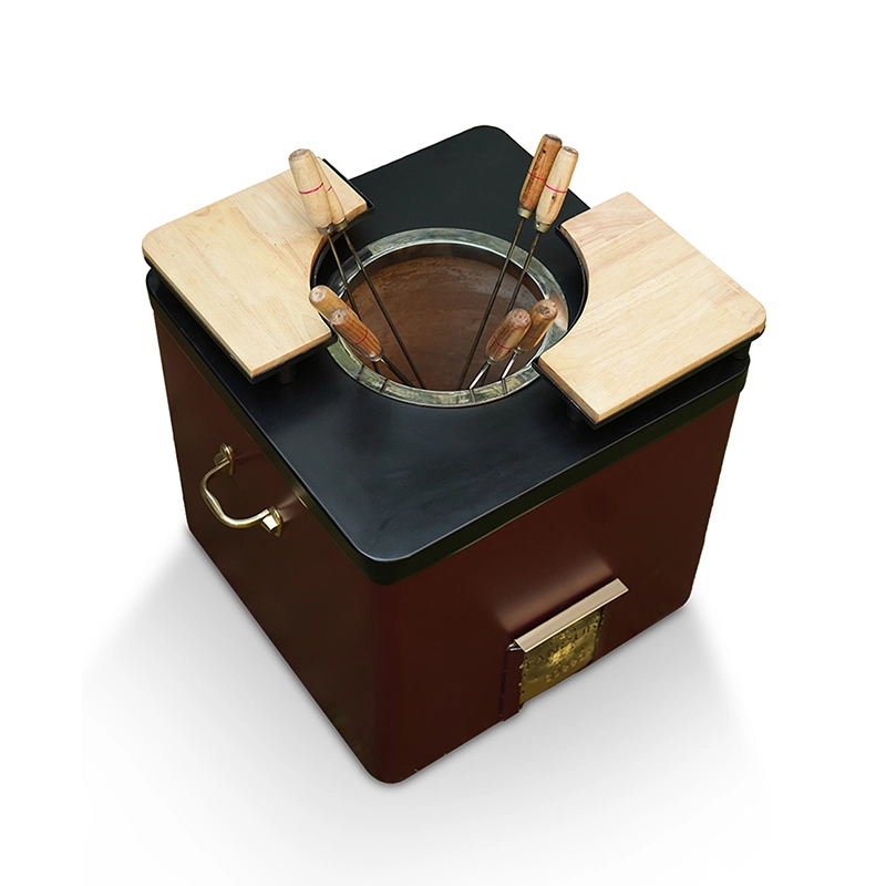 Square Maroon Tandoor Oven – Portable High-Heat Cooking Stove