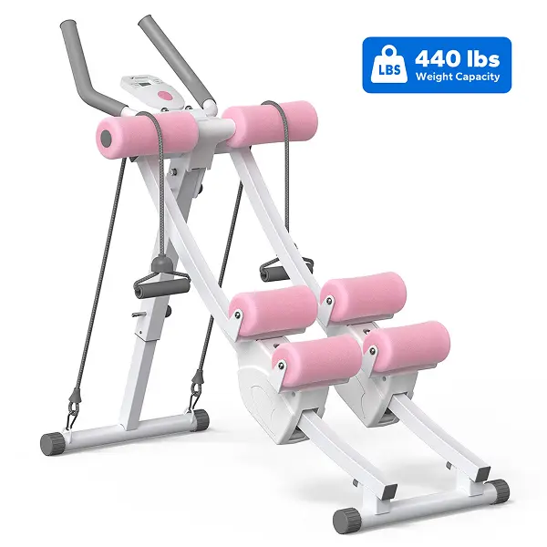 Dual Track Ab Trainer with LCD Monitor, 440lbs Weight Capacity,Foldable for Easy Storage, Ergonomic Supportive Design, Tones Waist Abs Arms Legs Hips, Ideal for Home Gym Beginners & Daily Fitness Enthusiasts