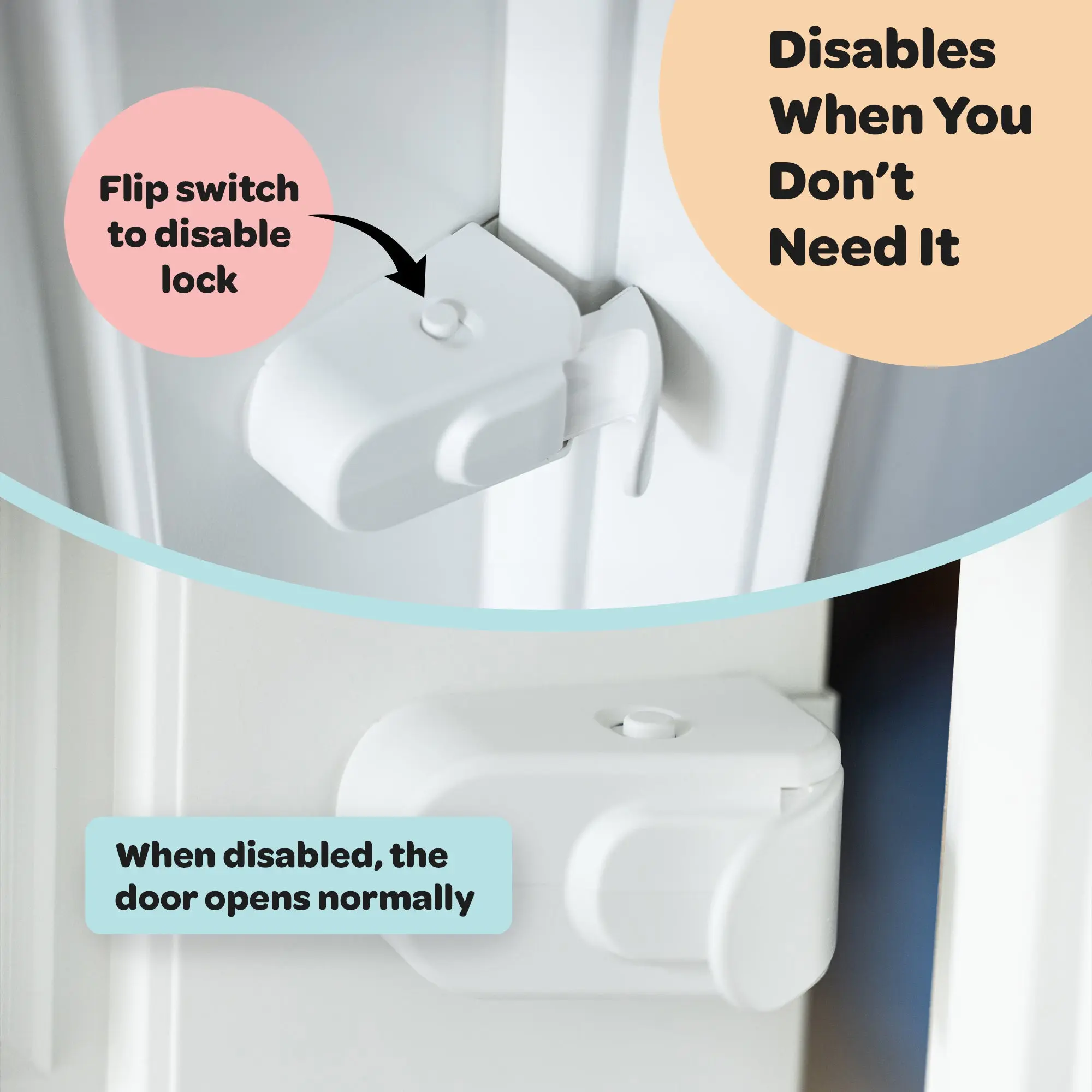 The Adjustable Snap-On Door Lock  - No Tools or Adhesives Required - Works With Door Knob, Lever or Handle