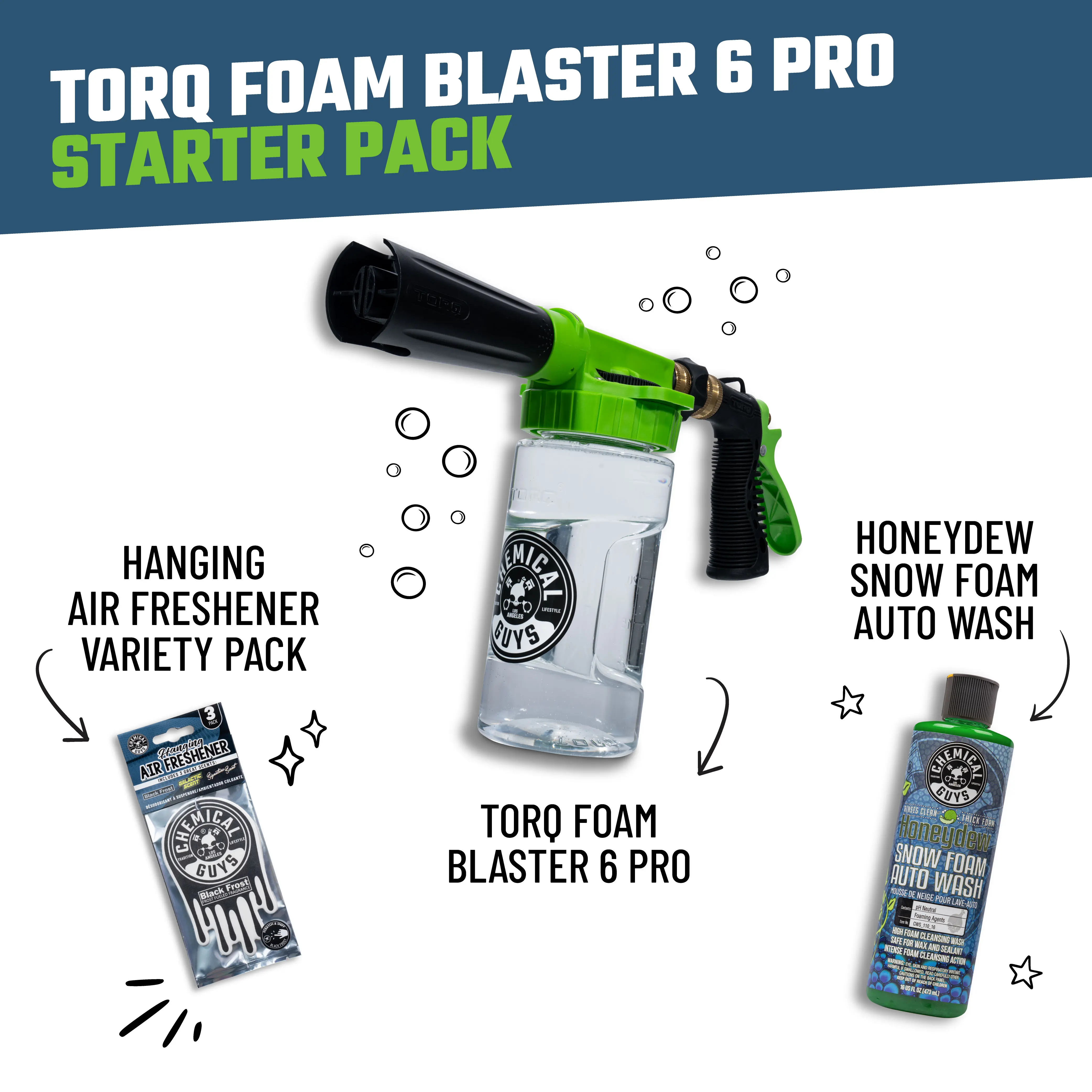 Foam Blaster 6 Pro Bundles - Foam Wash Gun, Quick Connect, Soap Cannon with Adjustable Nozzle, Snow Foam, Efficient Car Cleaning, Detailing Products, Car Detailing, Car Cleaning Kit, Foam Cannon Automotive, Car Wash Set, Foam Cleaner Sp
