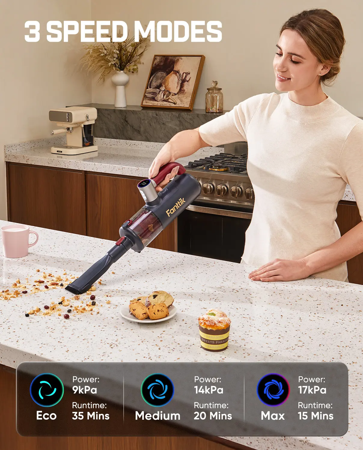 4-in-1 Cordless Handheld Vacuum – Powerful Brushless Motor, Rotating Handle & Multi-Surface Cleaning for Home & Car