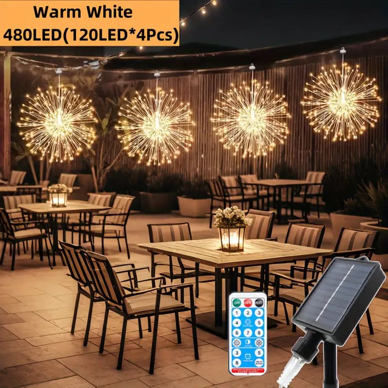 4-Pack Solar Fireworks Lights — 480 LEDs