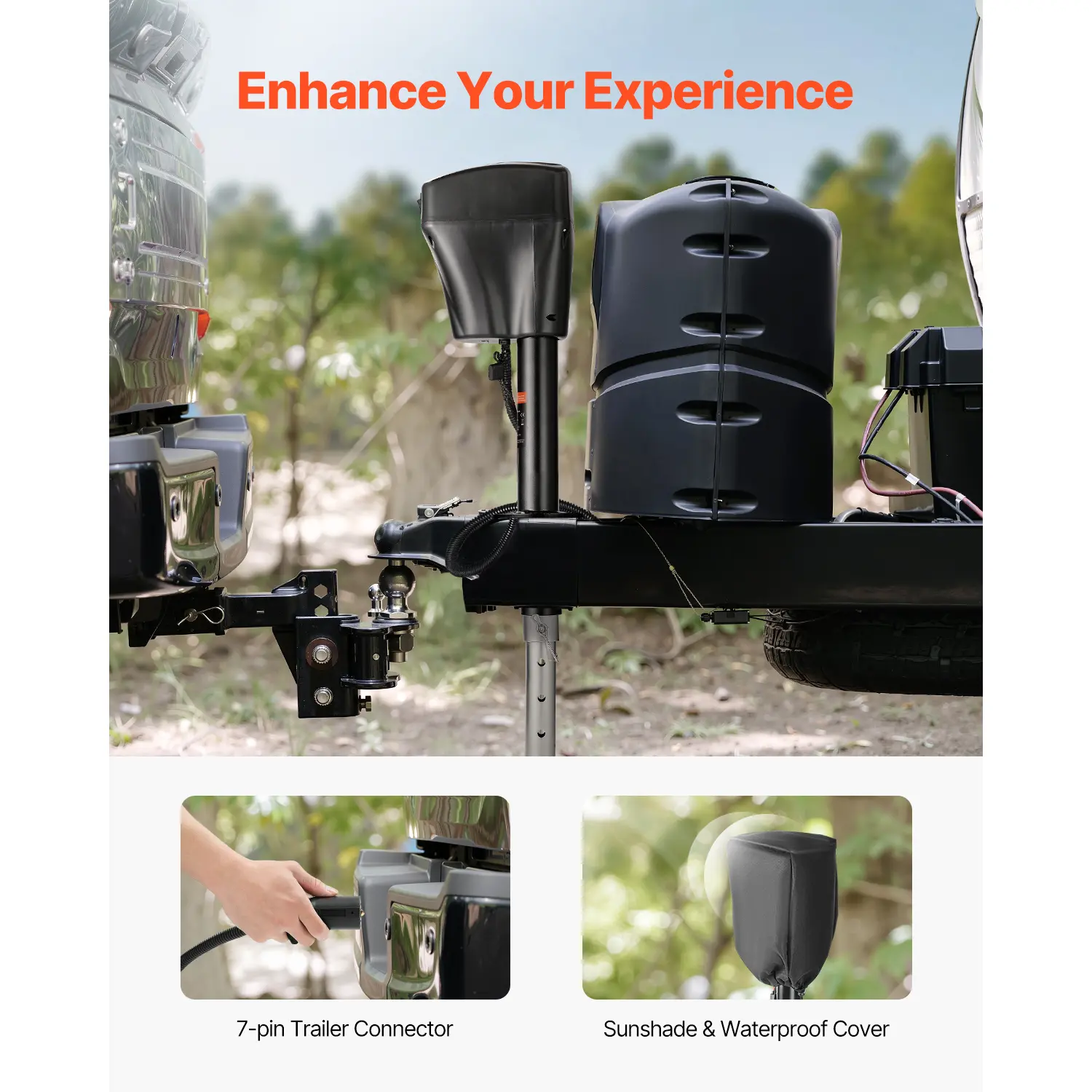 Electric Trailer Jack, 5000 lbs, Heavy Duty RV Electric Power Tongue Jack with 7-pin Connector, Manual Crank Handle & Weatherproof Jack Cover, 10"-28.3" Lift, for Trailers, Campers & RVs, Black
