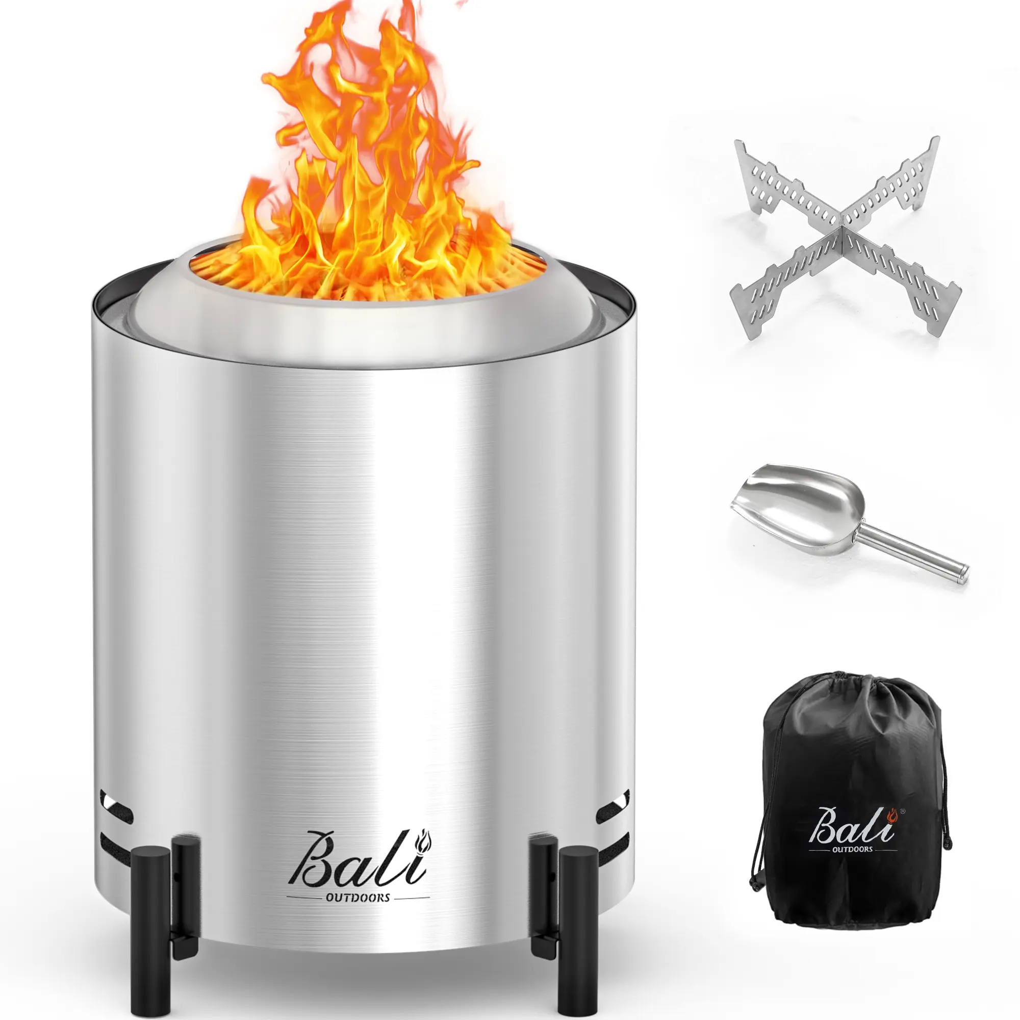 6.5 inch Pellet Tabletop Fire Pit Round, Stainless Steel Table Top Firepit Small, Outdoor Smokeless Firepit Portable, Burning Firepit
