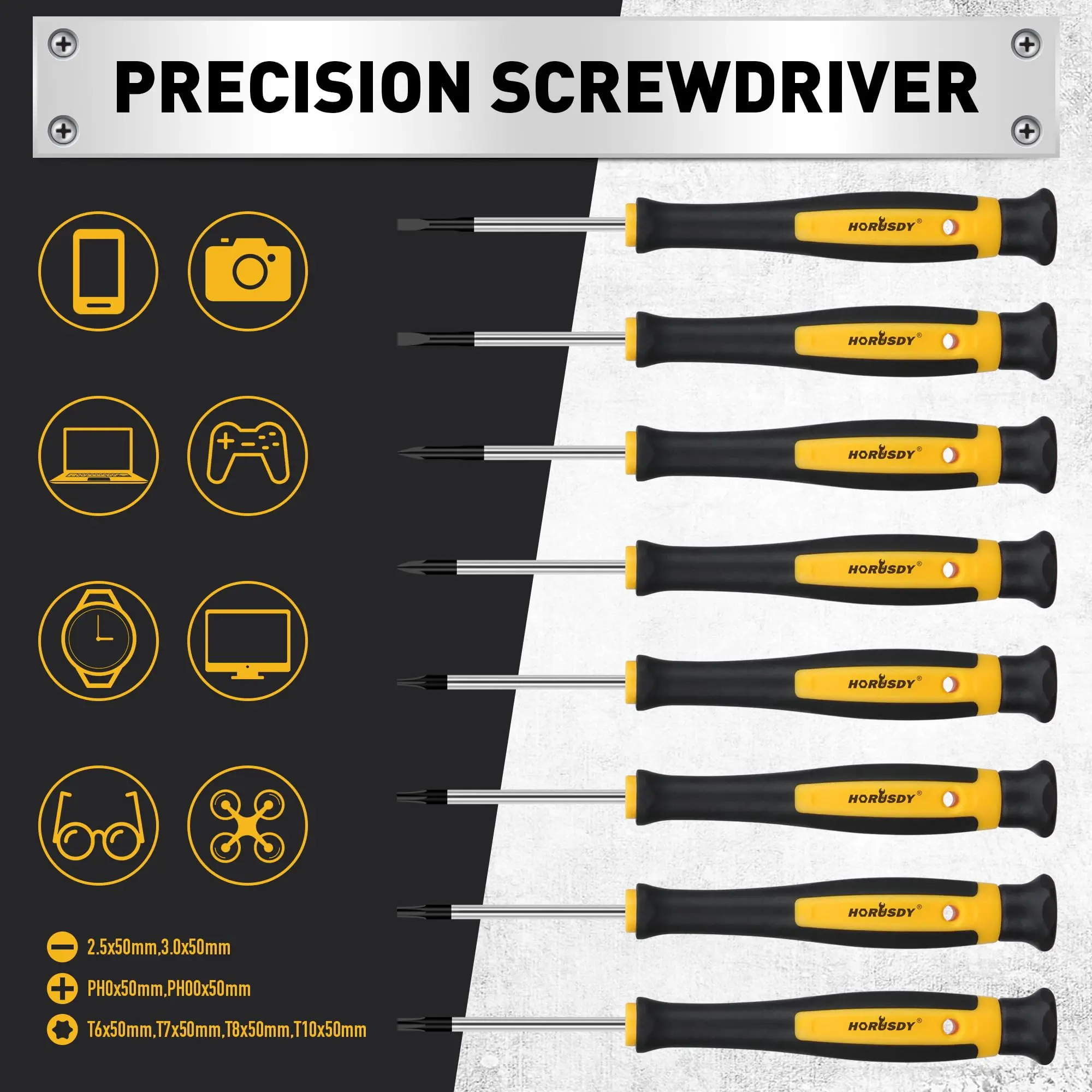 Magnetic Screwdriver Set with Plastic Racking, Includes SAE & Metric Hex Keys, Precision Screwdriver and Magnetizer Demagnetizer