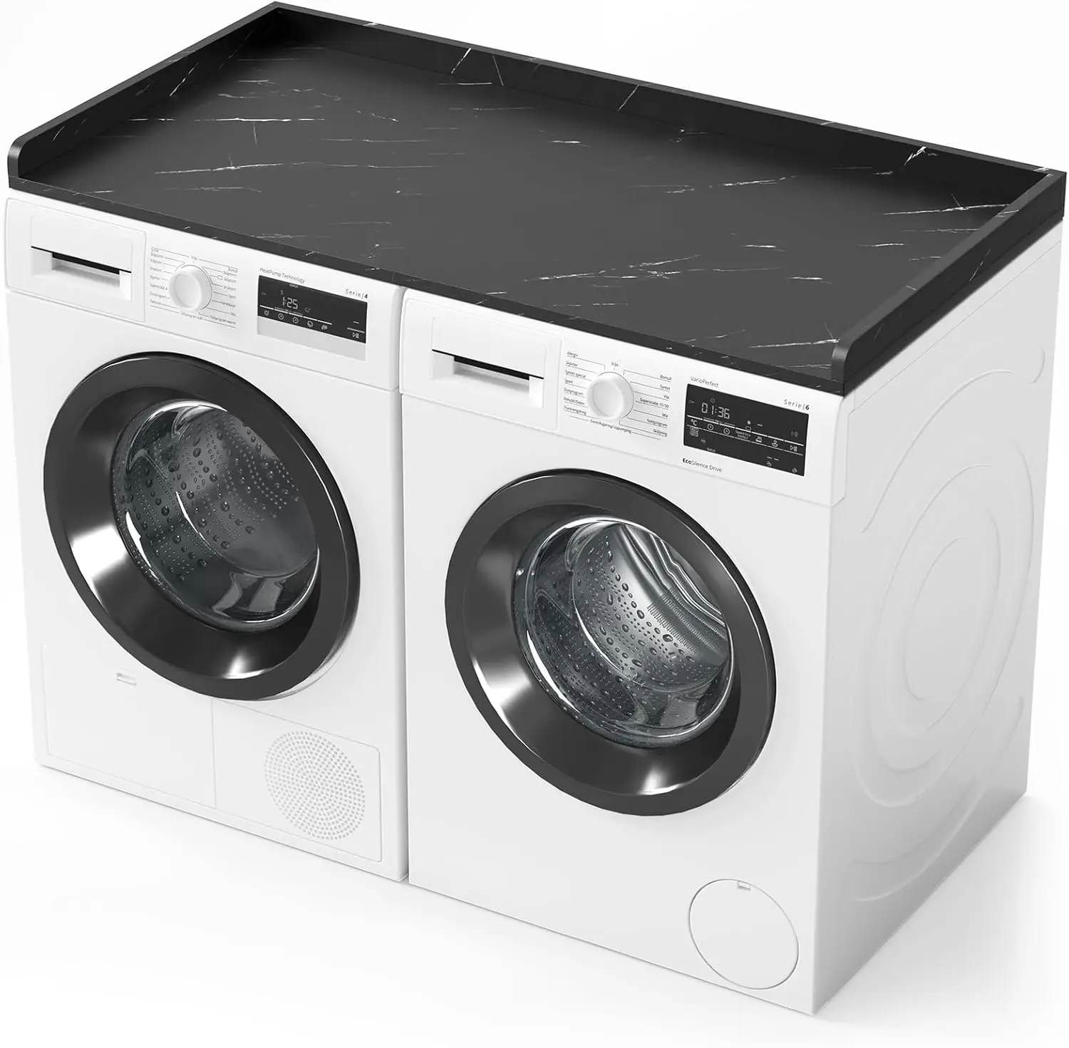 Washer Dryer Countertop, Laundry Wood Shelf Topper with Edge, 54" Width x 27.5" Depth Cover Guard Organizer for Washer and Dryer Laundry Hamper Counter Storage Organization