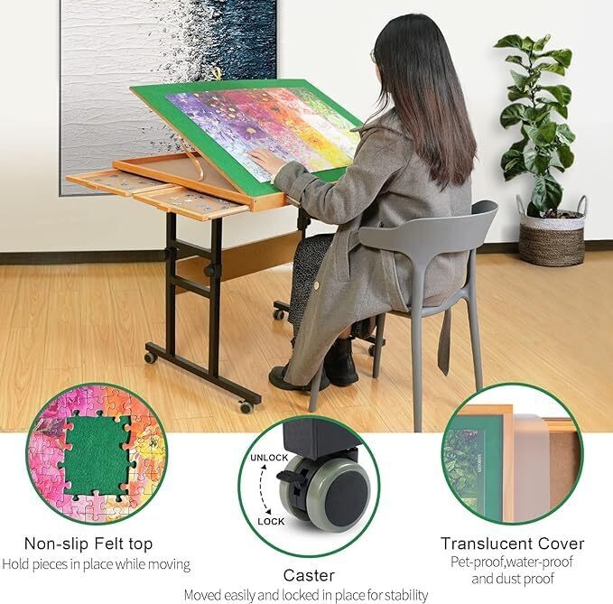 LAST DAY CLEARANCE – Puzzle Table with Legs for Comfortable Puzzle Building & Easy Storage