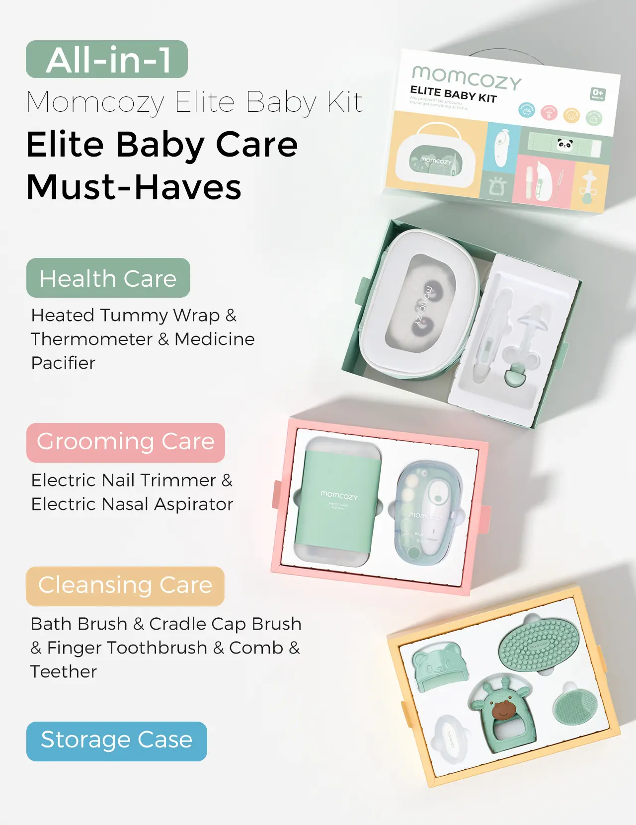 Baby Care Kit – Grooming, Health & Bath Gift Set with Nail File, Thermometer & Nasal Aspirator