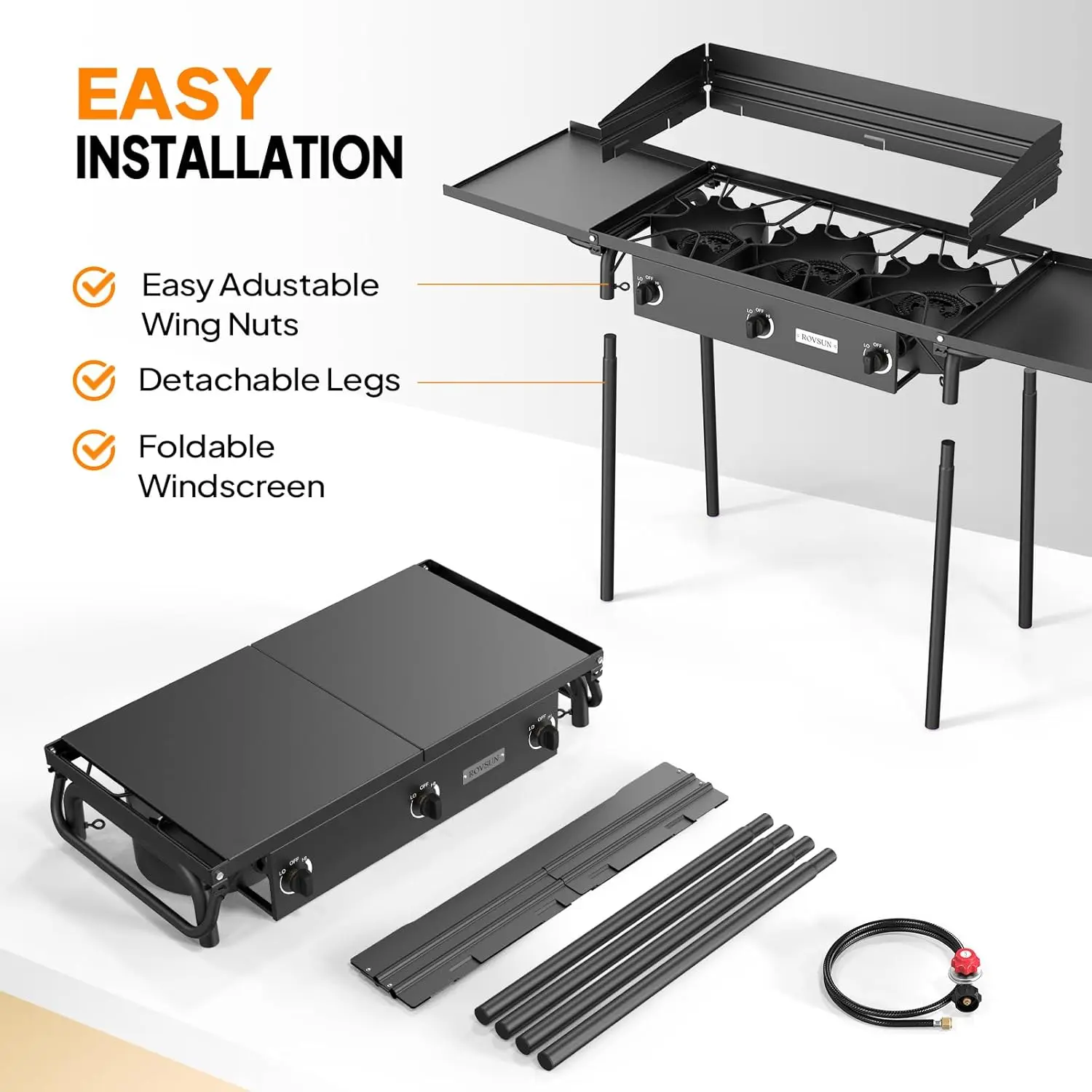 2/3 Burner Propane Gas Stove with Side Shelf & Carrying Bag, 150,000/225,000BTU Outdoor Burner with Wind Panel & CSA Listed Regulator, Picnic Cooker for Home Patio Cooking Camping