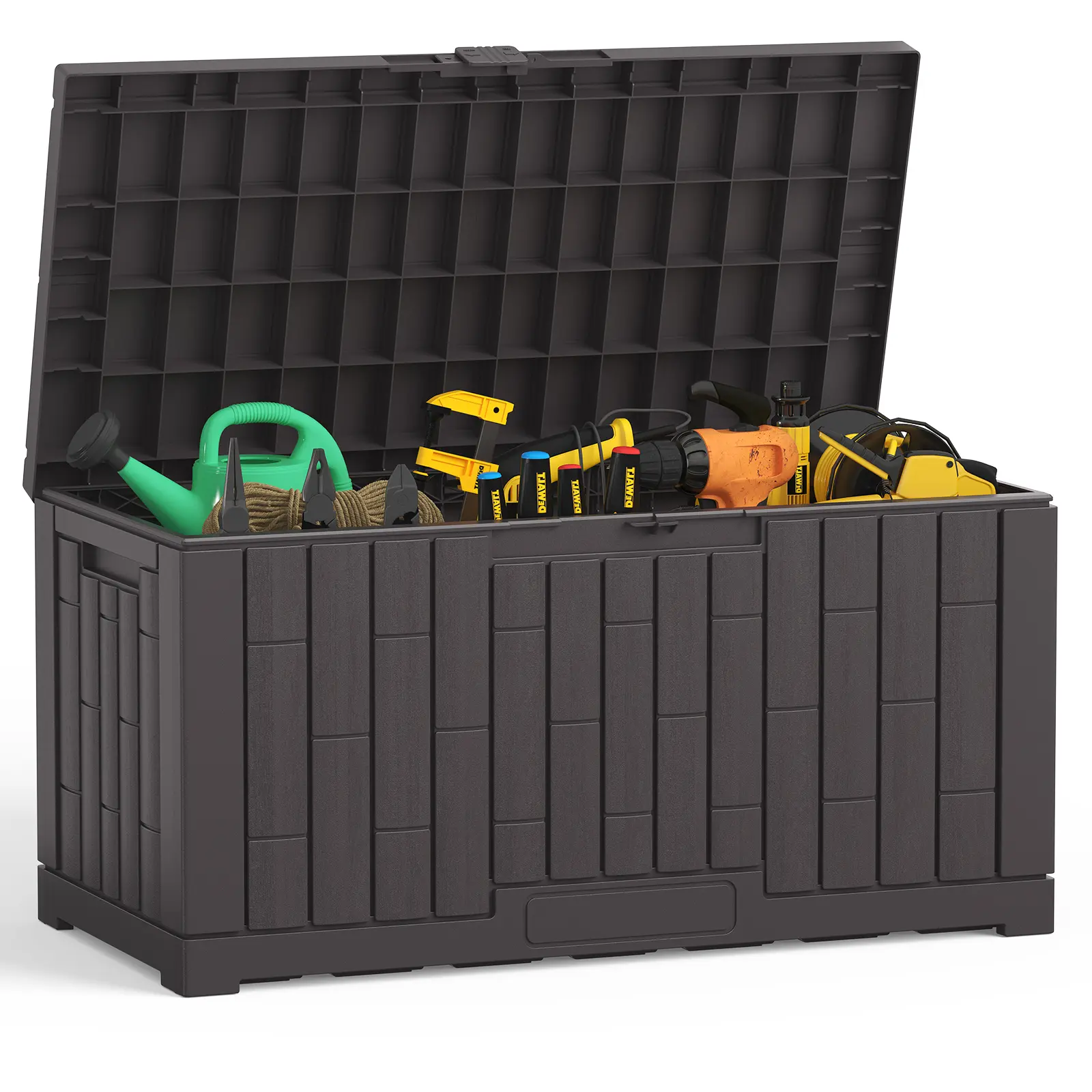 60 Gallon Outdoor Storage Box – Waterproof Lockable Resin Deck Box for Patio Cushions & Garden Tools