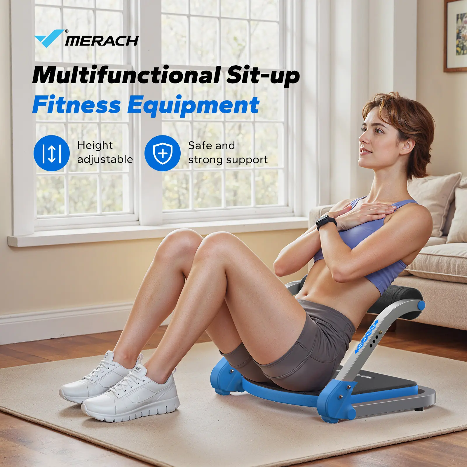 Adjustable Ab Crunch Machine – 3-Level Core Trainer for Home Gym & Full Ab Workout