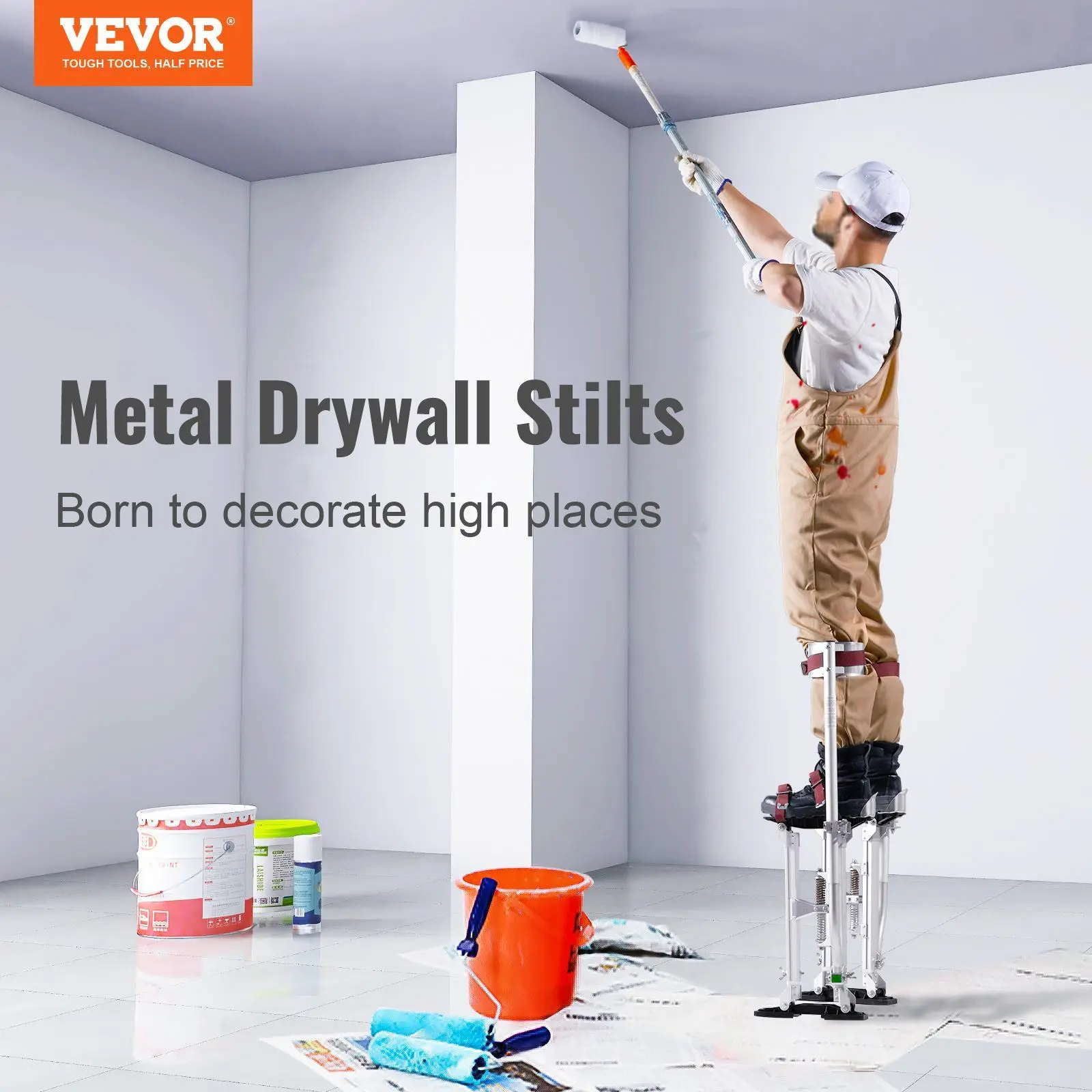 Drywall Stilts, Adjustable Aluminum Tool Stilts with Protective Knee Pads, Durable and Non-slip Work Stilts for Sheetrock Painting, Walking, Taping