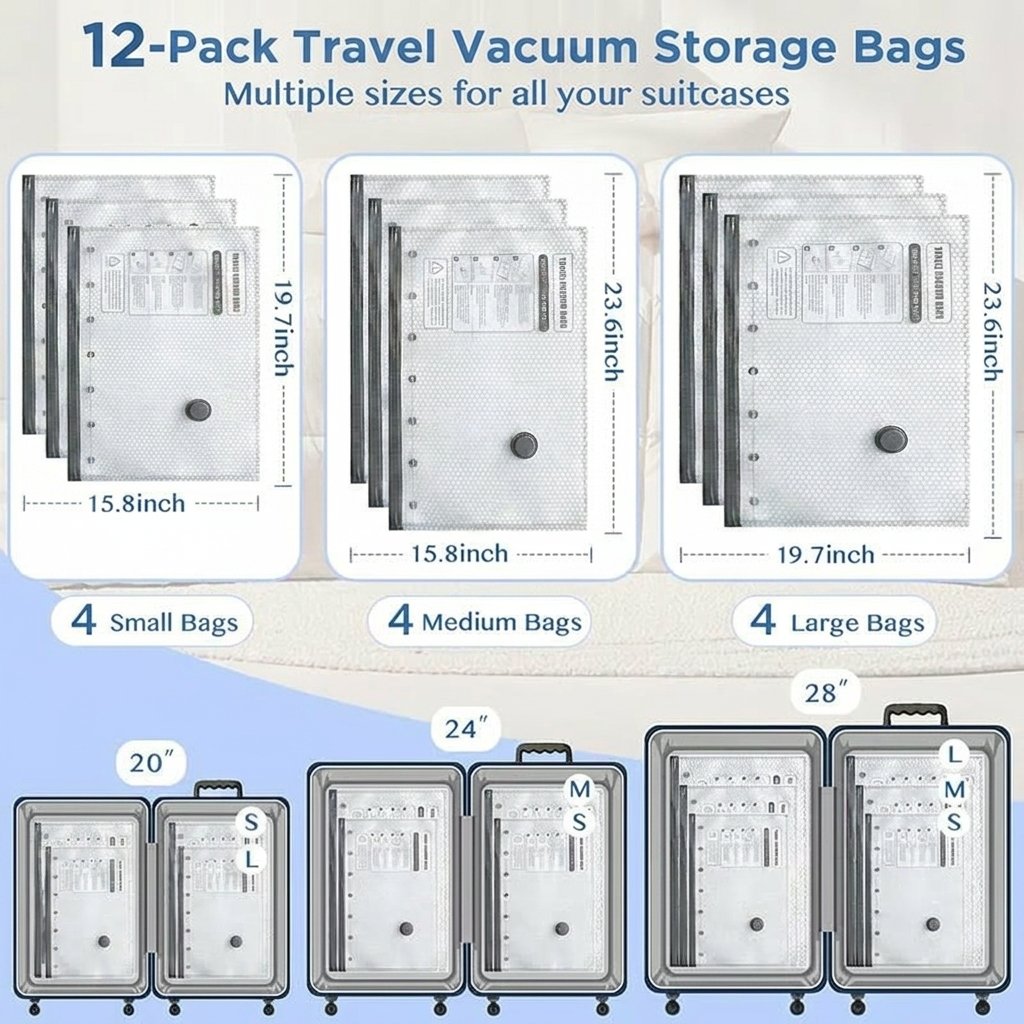 Last Day Hot Sale 49% OFF Rechargeable Vacuum Pump Travel Storage Bag Set