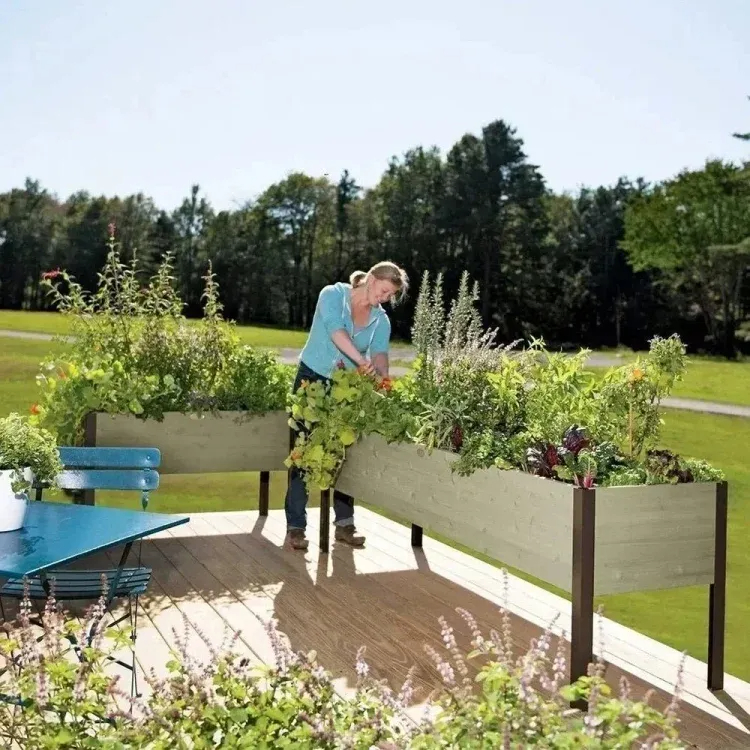 8' X 2' x 4' Self-Watering Eco-Stained Elevated Planter Box+ Arch Trellis