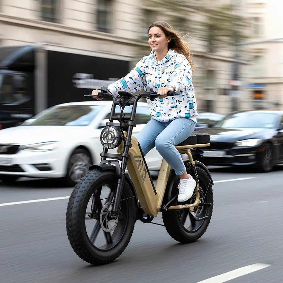 1500W Peak Electric Bike – 20'' Fat Tires, 28MPH, 65KM Range, 48V Battery, LCD Display & Bluetooth App