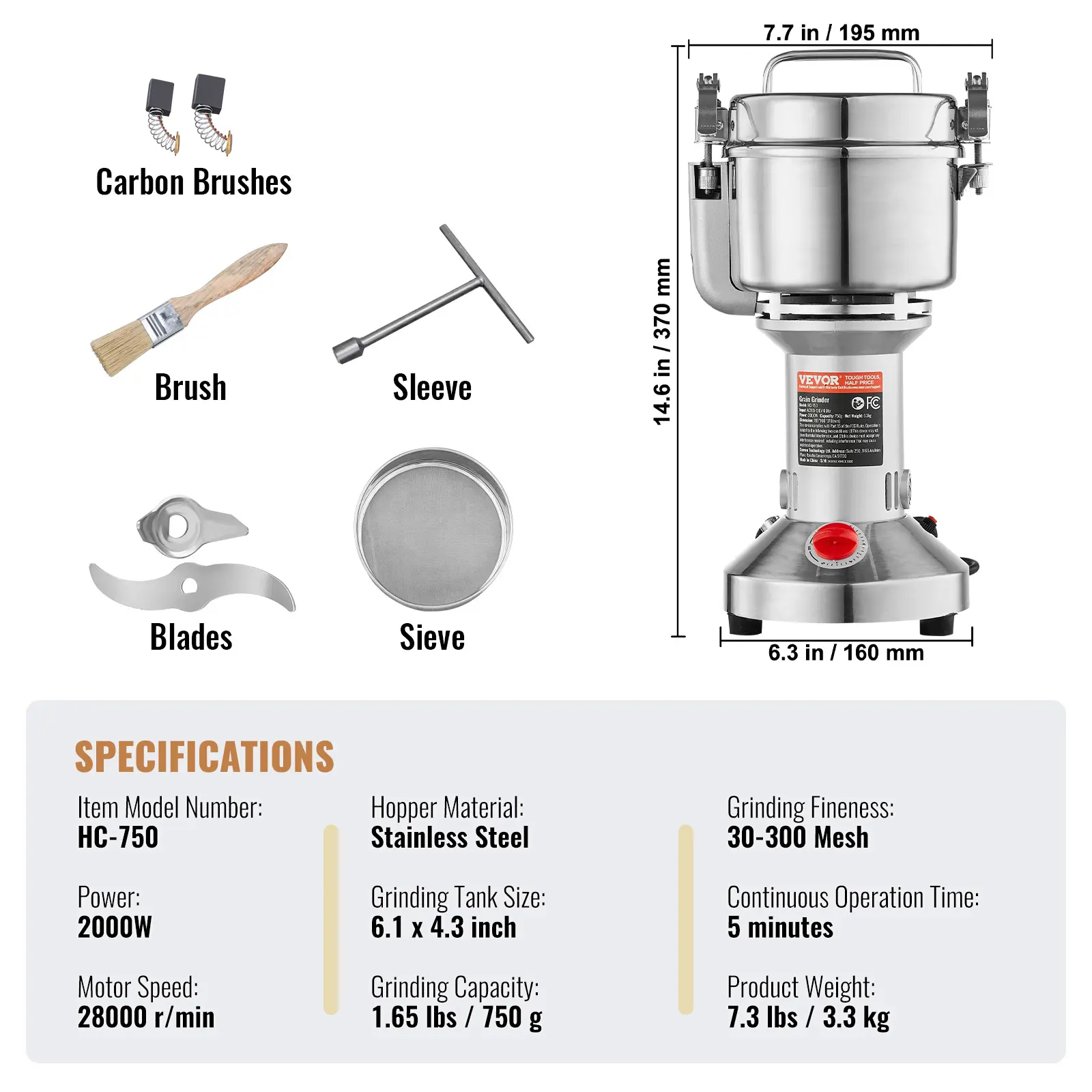 Electric Grain Mill Grinder, Summervibes,Summervibes