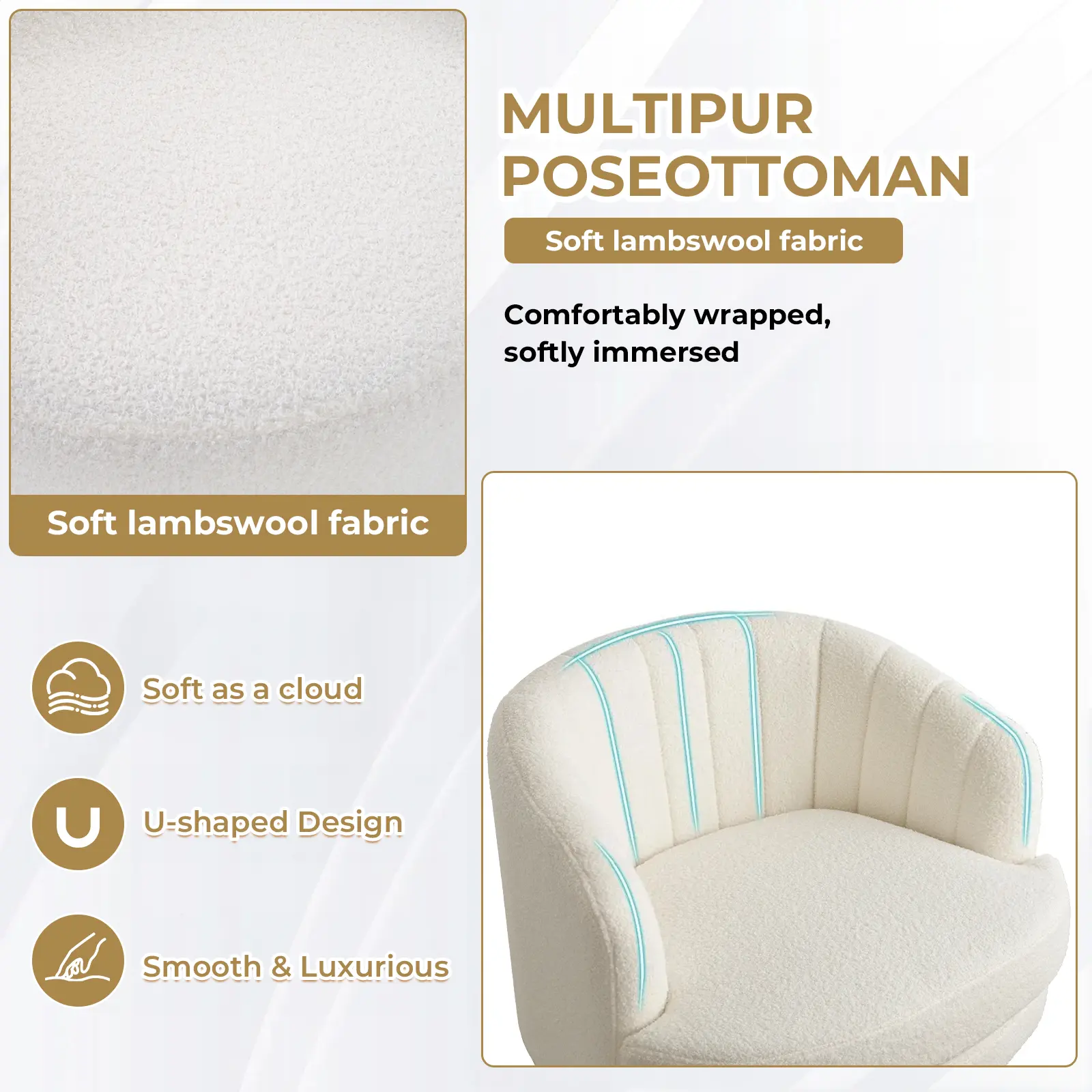 360 Degree Swivel Barrel Chairs Accent Chair, vanity chair Barrel ChairsModern Cozy Lambswool Accent Chair, Comfy Round Armchiars, for Living Room, Bedroom Office
