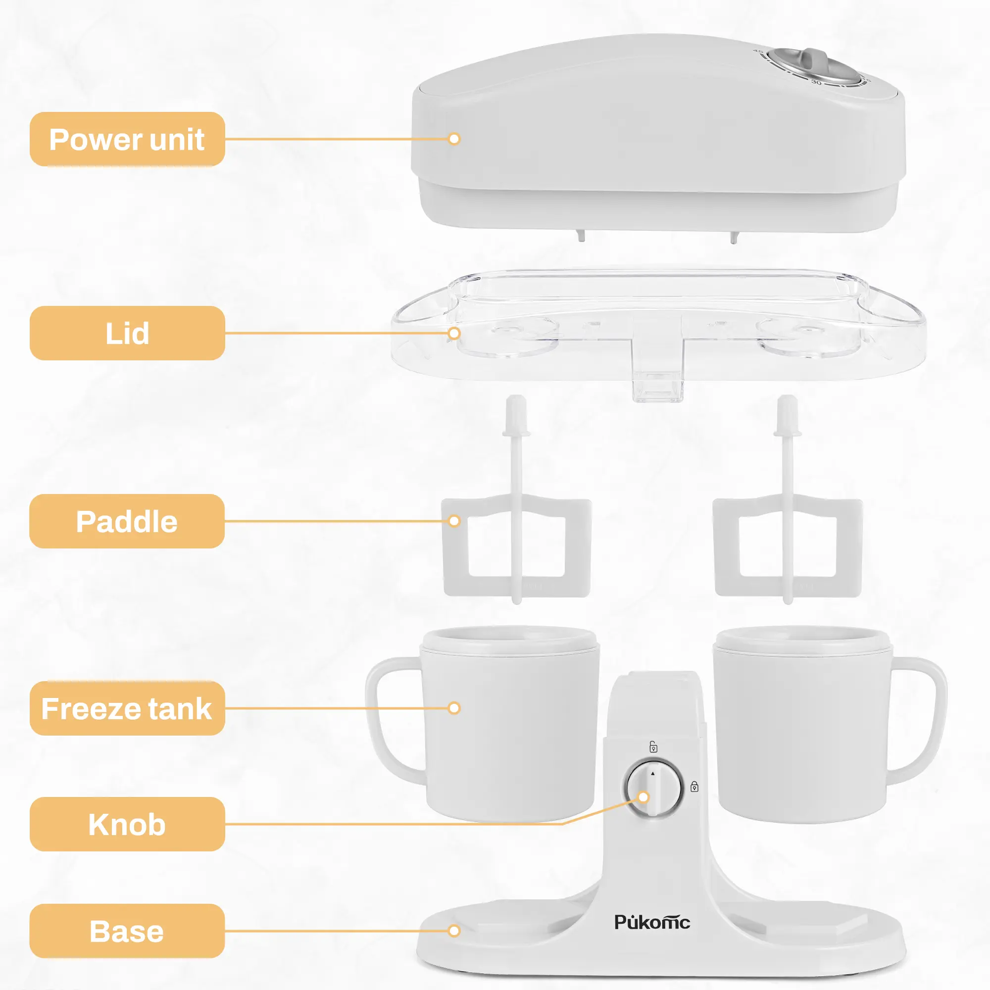 Ice Cream Maker Machine for Home Use with Two Ice Cream Bowls Simple Operation Easy to Clean White Easy Fast Use Perfect Dessert,The best Christmas New Year gift