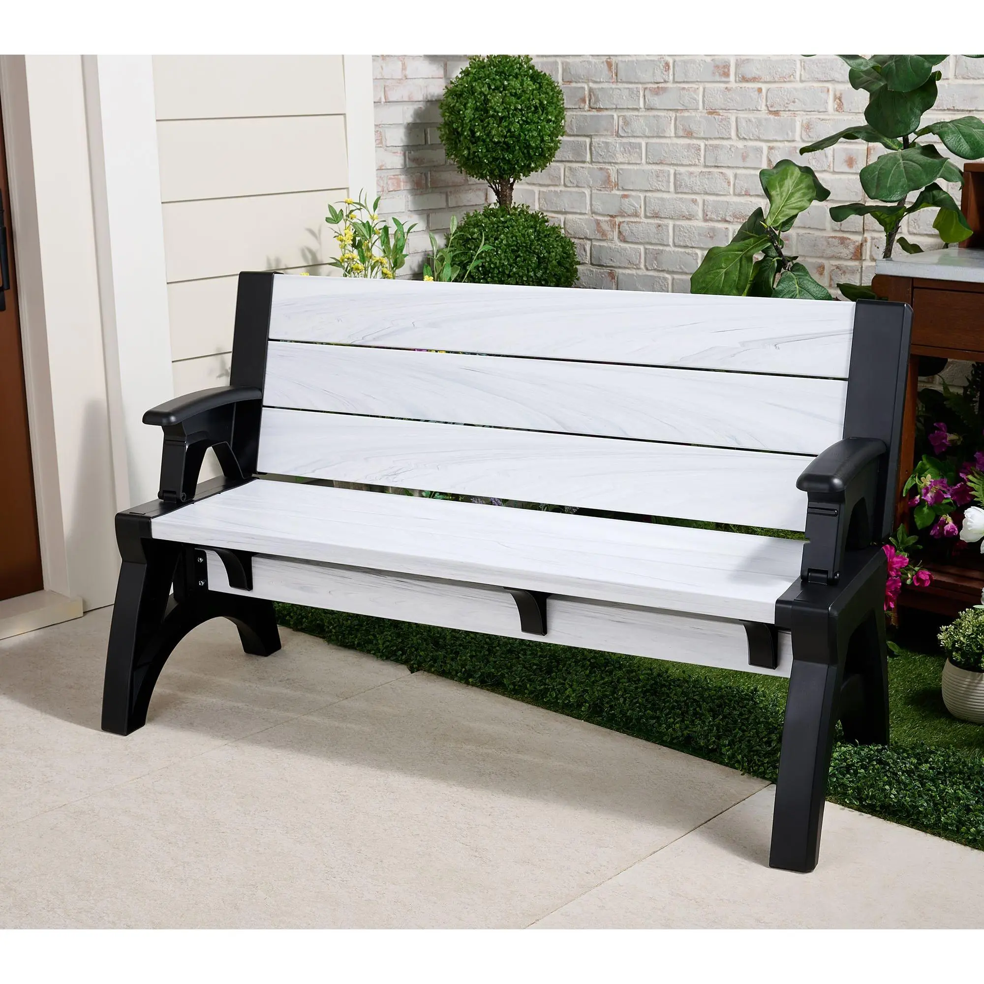 2-in-1 Convertible Bench & Table – Modern Outdoor Patio Furniture for Seating, Dining & Entertaining