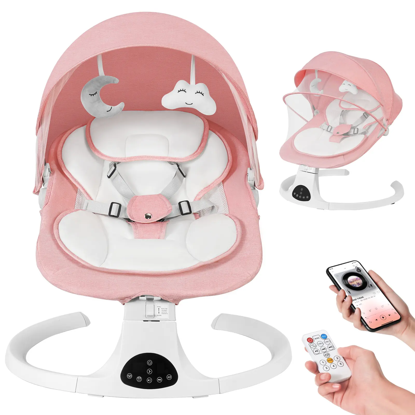 Baby Electric Bouncer & Swing – 5 Speeds, 10 Lullabies, Remote Control, Battery & Adapter Powered