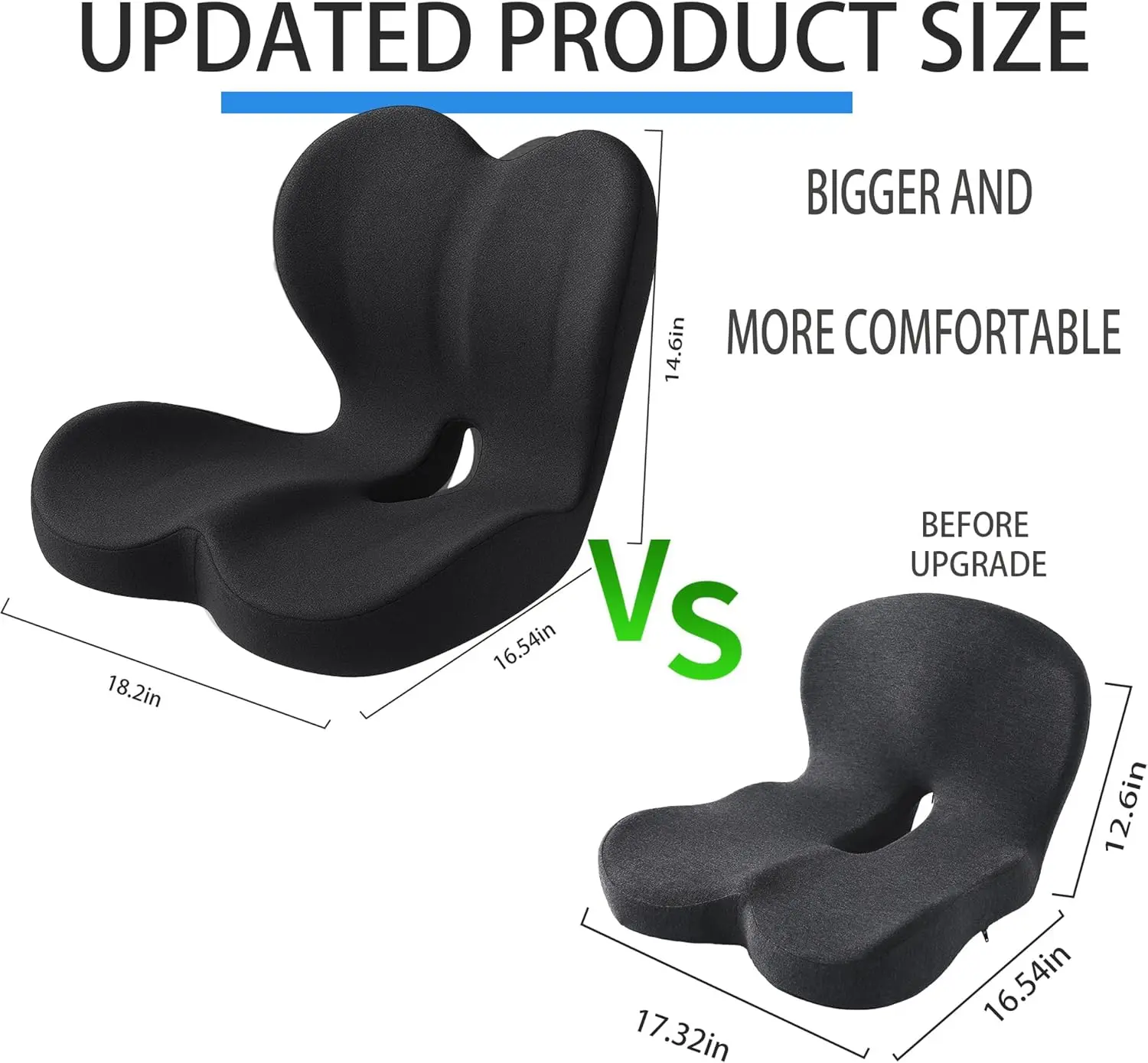 Ergonomic 2-in-1 Memory Foam Seat Cushion & Back Support Pillow - Non-Slip Tailbone Office Chair Pad for Sciatica & Lower Back Pain Relief, Car Drives Gift