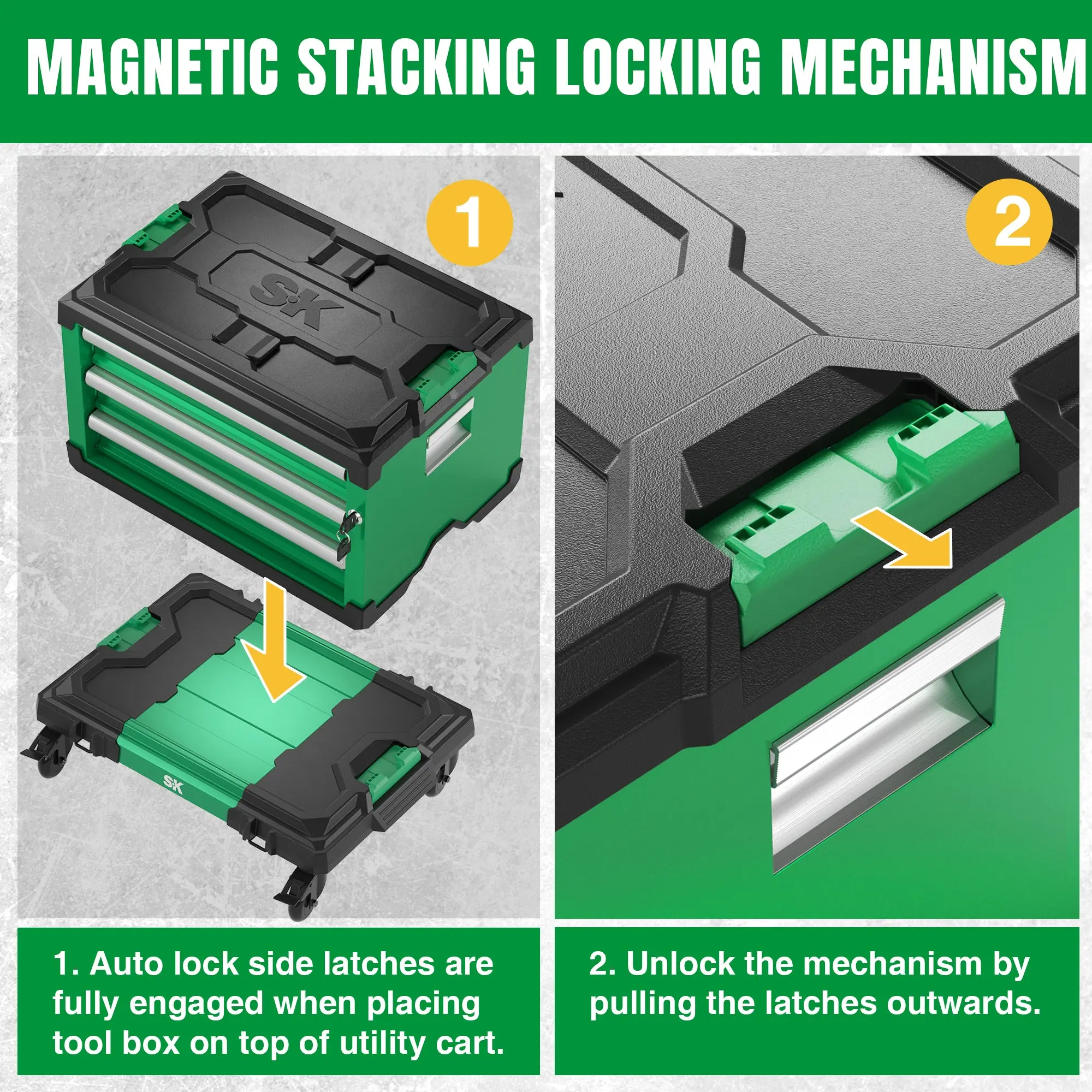 Modular Stackable Storage Toolbox, 3-Drawer