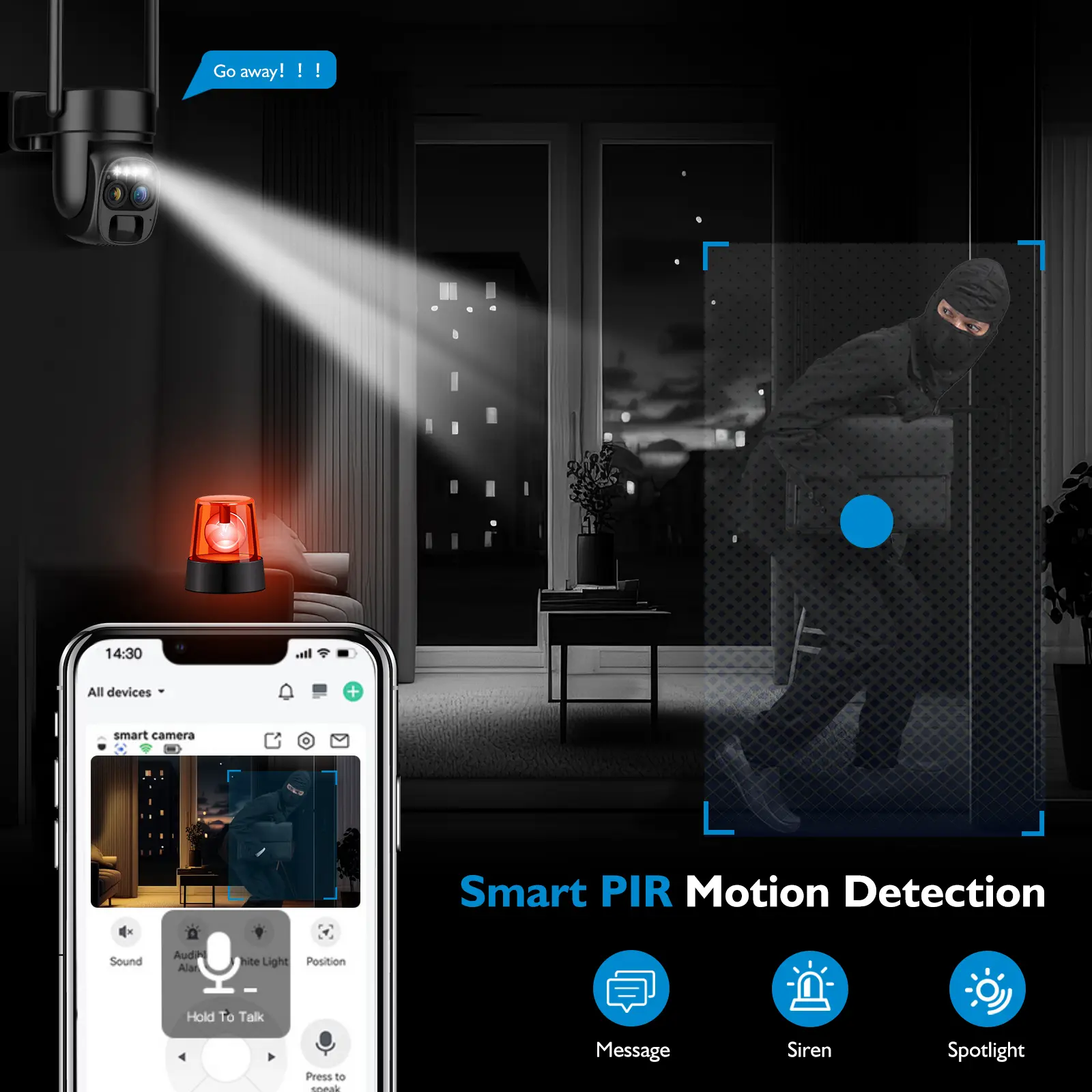 4 PC-Pannel Solar-Powered Wireless Outdoor Security Camera, Dual Lens, Dual Viewing Angle, 10x Zoom, 2K Resolution, 3MP, 360° Pan/Tilt, 2.4 and 5G WiFi, Battery-Powered Camera, Spotlight, Alarm, PIR Motion Detection