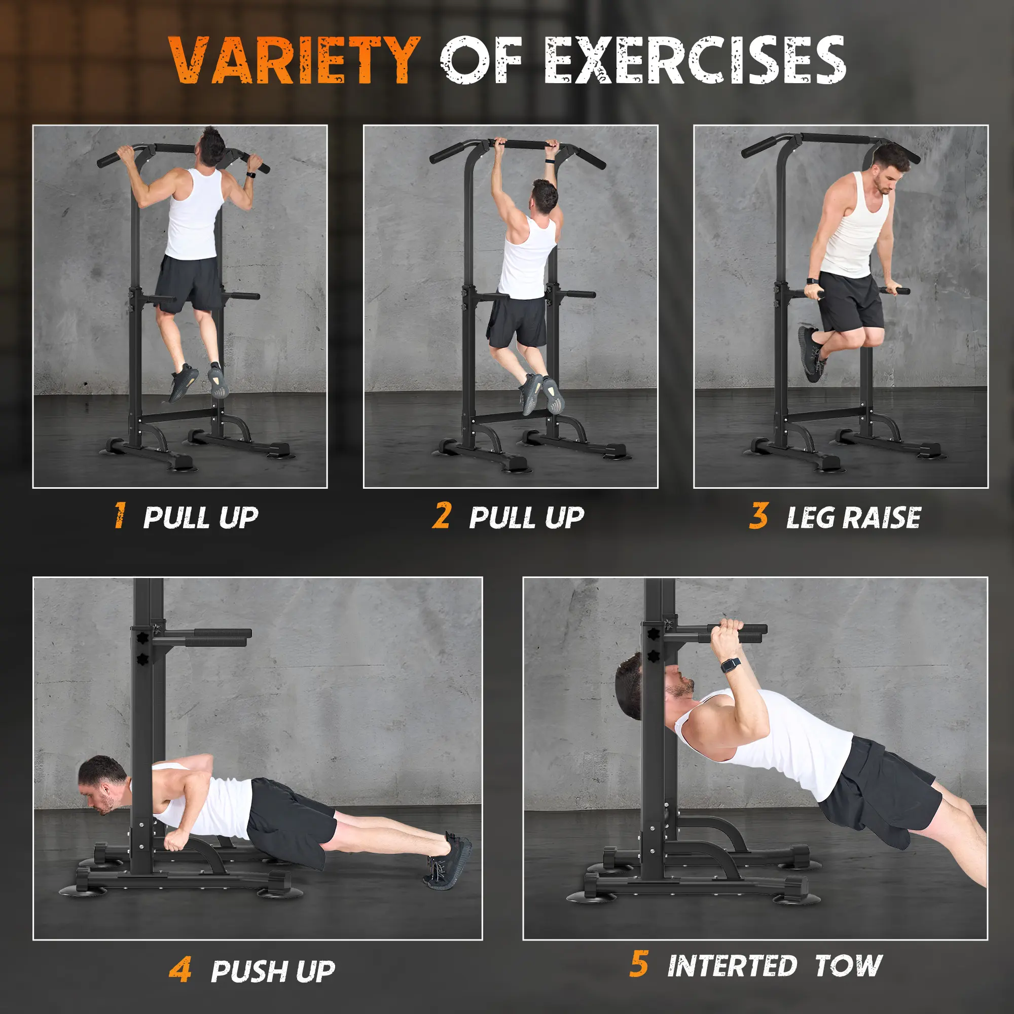 Home Gym Exercise Equipment - Adjustable Pull-Up Bar, Dip Station, Push-Up Bars for Whole Body Workout, 330 LBS Capacity Heavy-Duty Steel H-Shaped Base, Ideal for Men & Women