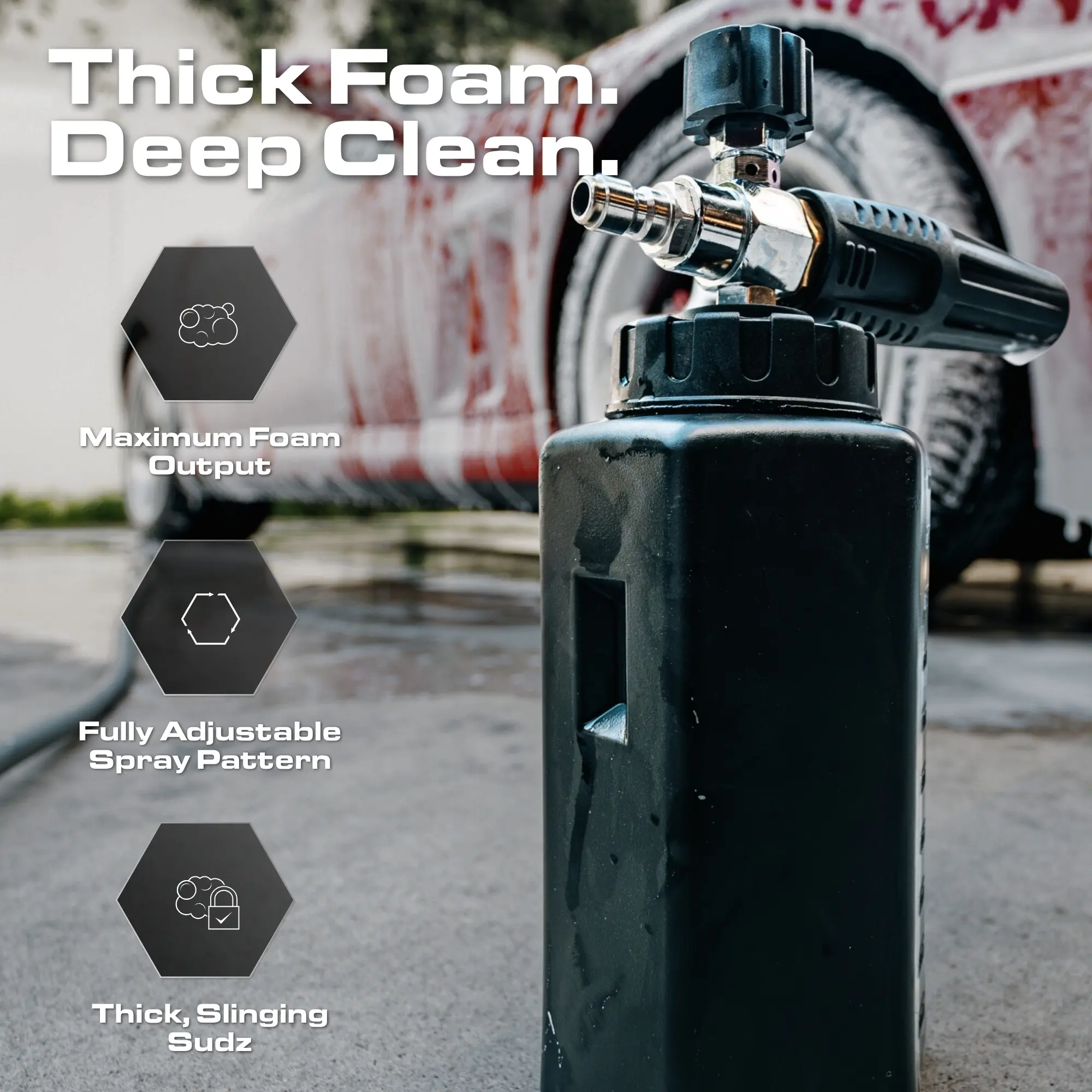 Foam Cannon Pro – High-Performance Foam Cannon with 1000ml Capacity, Thick Shaving Cream-Like Foam, and 1/4" Quick Connect