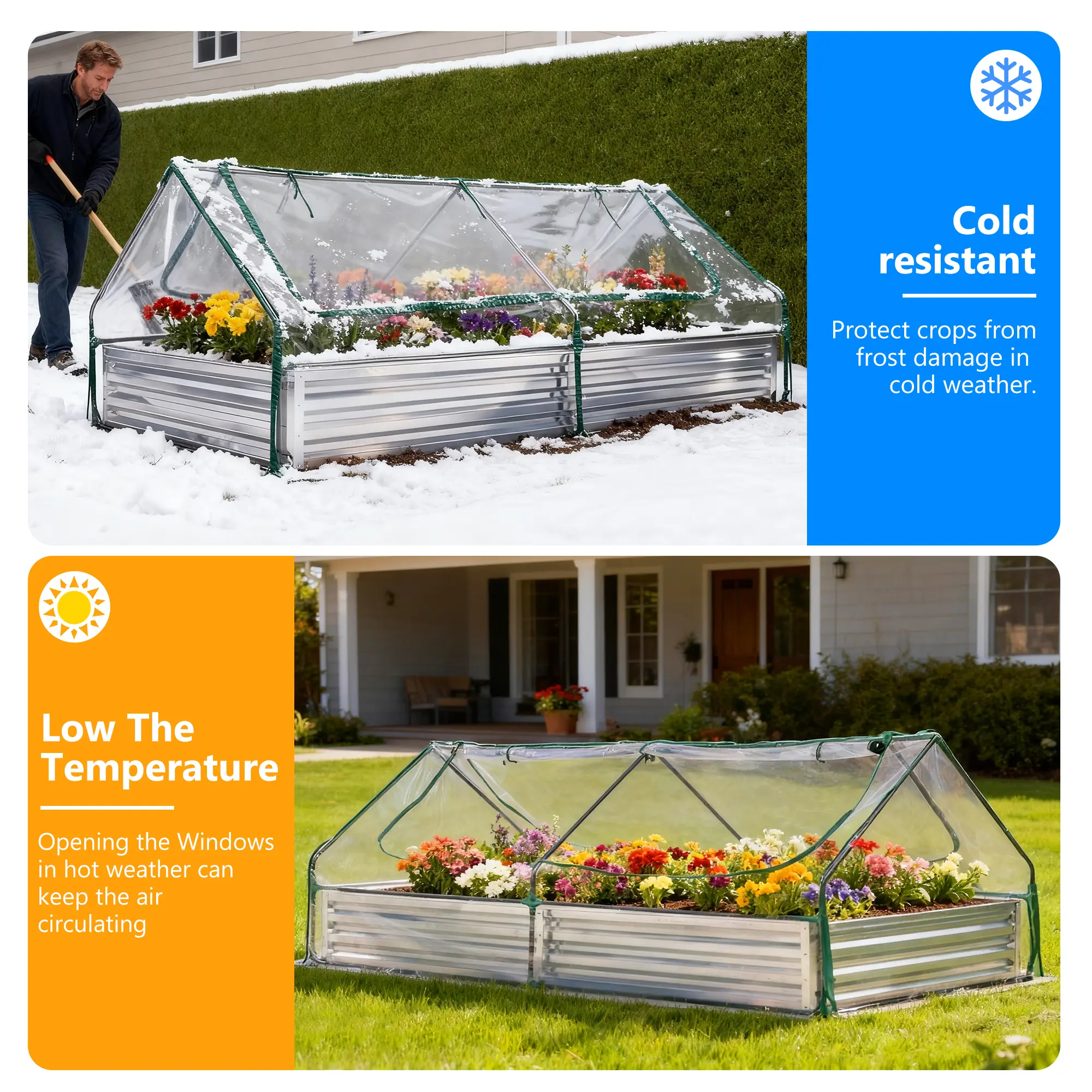 Raised Garden Bed with Waterproof Cover – Cold-Resistant Planter Box for Vegetables, Herbs & Flowers