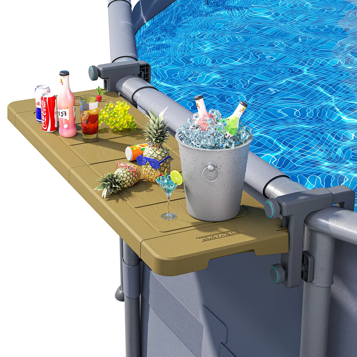 Poolside Swim-Up Bar – Foldable Above-Ground Pool Table for Round & Oval Pools, Weather-Resistant Design