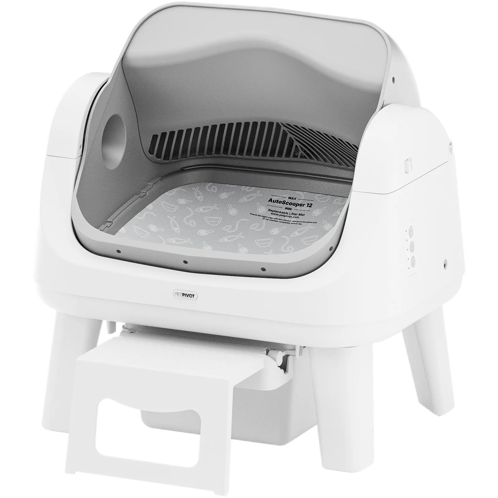 Open Top Self Cleaning Cat Litter Box, Automatic Litter Box with 7 Pairs of Safety Sensors, Anti-Pinch Protection, Easy Access Step for Senior Cats