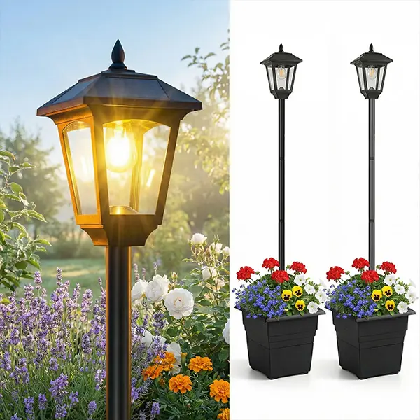 2-Pack Solar Lamp Posts | Waterproof Outdoor Floor Lights for Patio & Garden