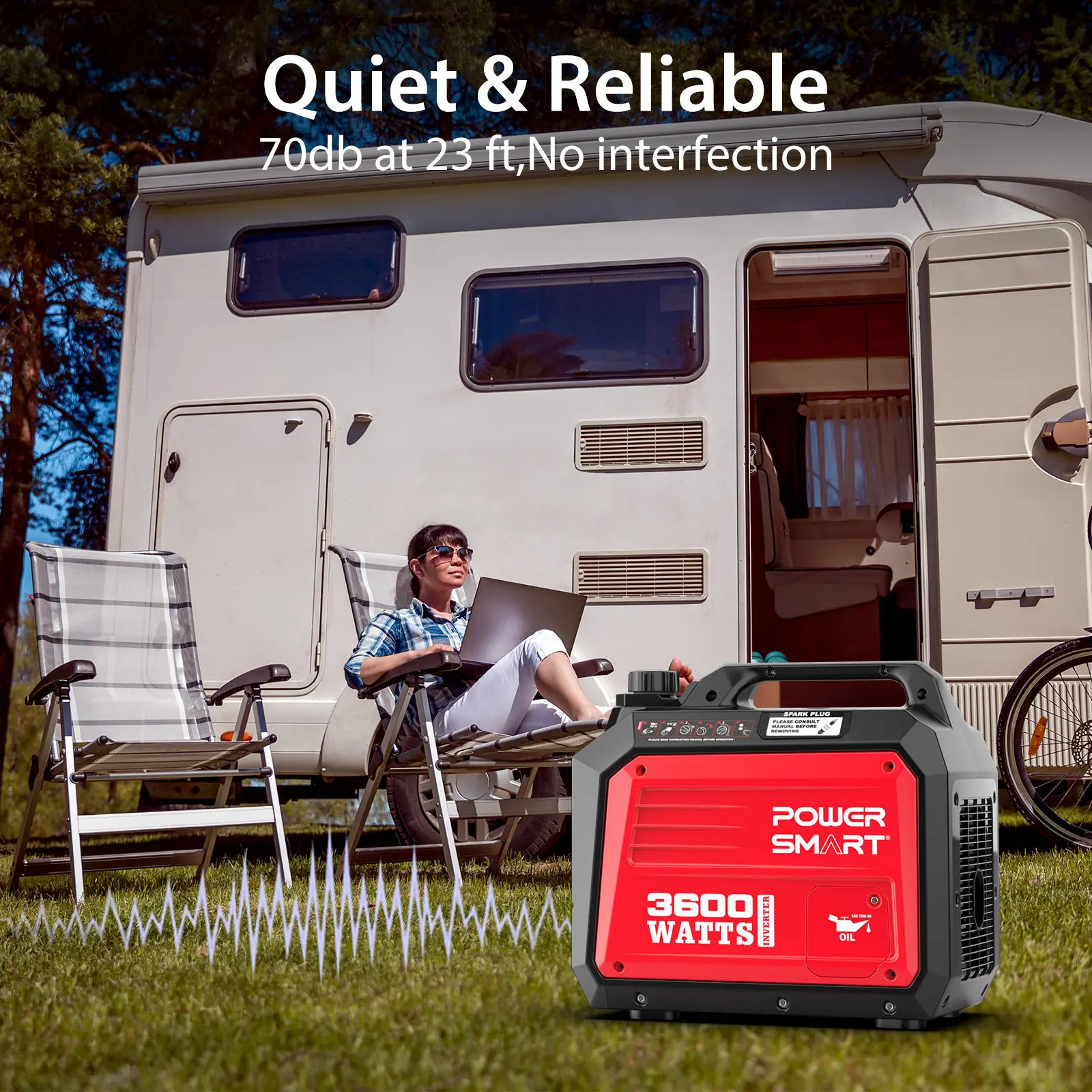 3600 Watt Quiet Portable Inverter Generator,RV Ready 30A Outlet,Parallel Capable,Emergency Use Camping, EPA Compliant,Hurricane, Emergency,Safe & Long-lasting usage,All Season