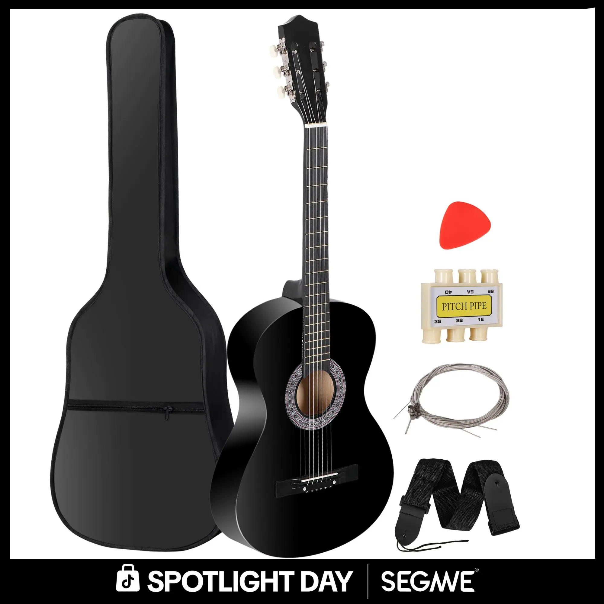 38" Acoustic Guitar for Beginners - Full Set with Case, Strap, Tuner, Guitar Picks and Travel-Friendly Design, Acoustic Guitar Full Set