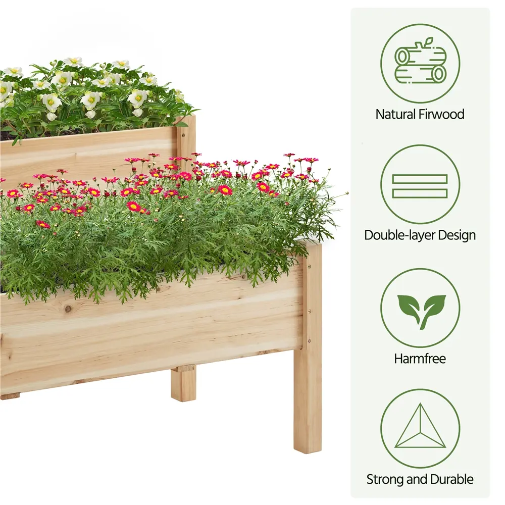 Large Raised Garden Bed Elevated Wooden Horticulture Planter Box with Legs Standing Growing Bed for Gardening/Backyard/Patio/Balcony
