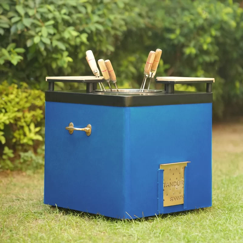Square Maroon Tandoor Oven – Portable High-Heat Cooking Stove