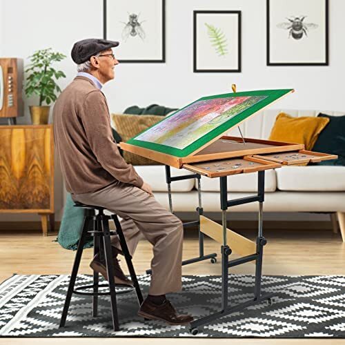 LAST DAY CLEARANCE – Puzzle Table with Legs for Comfortable Puzzle Building & Easy Storage