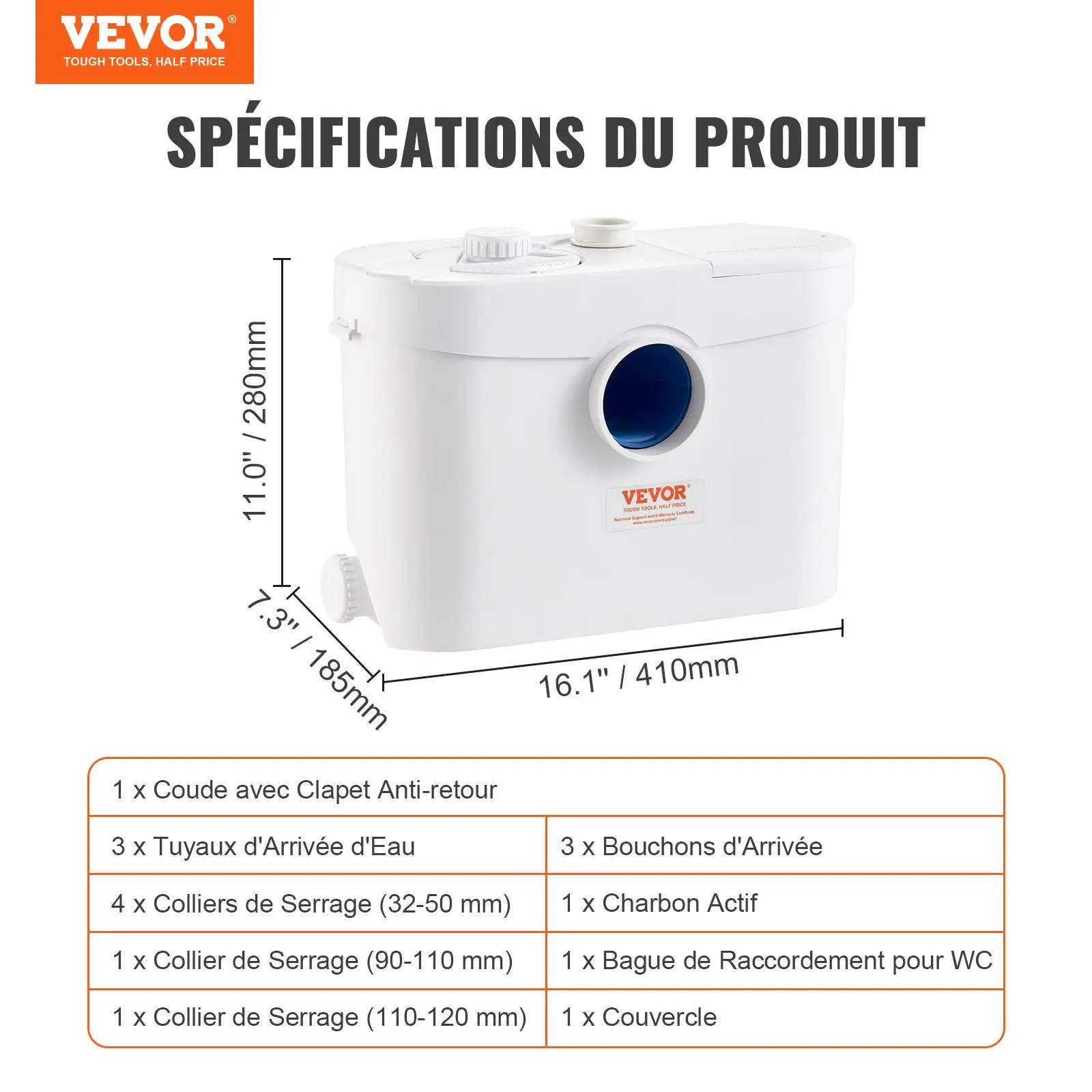 Pro-Grade 700W Macerator Pump - 9600 L/h Heavy Duty Sewerage Sump Pump with 3 Water Inlets for Toilet, Basement, Kitchen & Sink